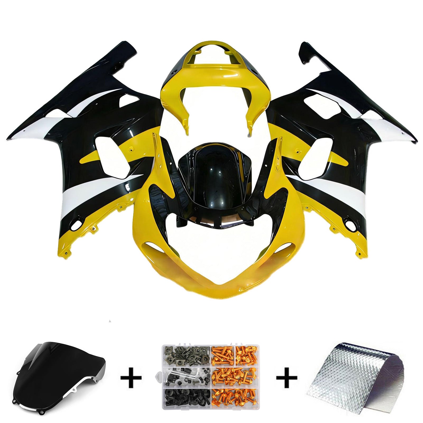 Amotopart 2000-2002 K1 K2 GSXR1000 Suzuki Black&Yellow Style3 Fairing Kit