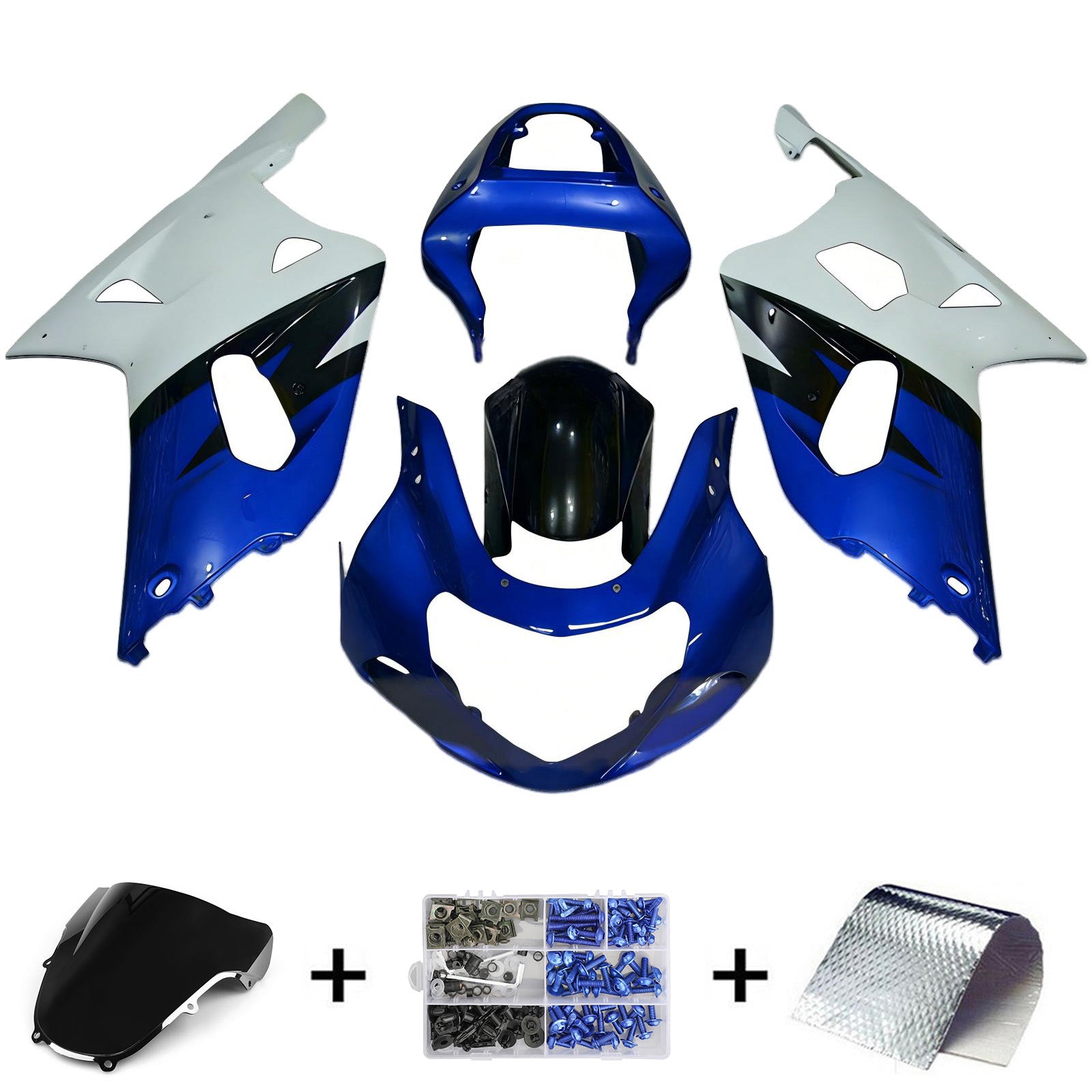 Amotopart 2000-2002 K1 K2 GSXR1000 Suzuki Blue & White Style5 Fairing Kit