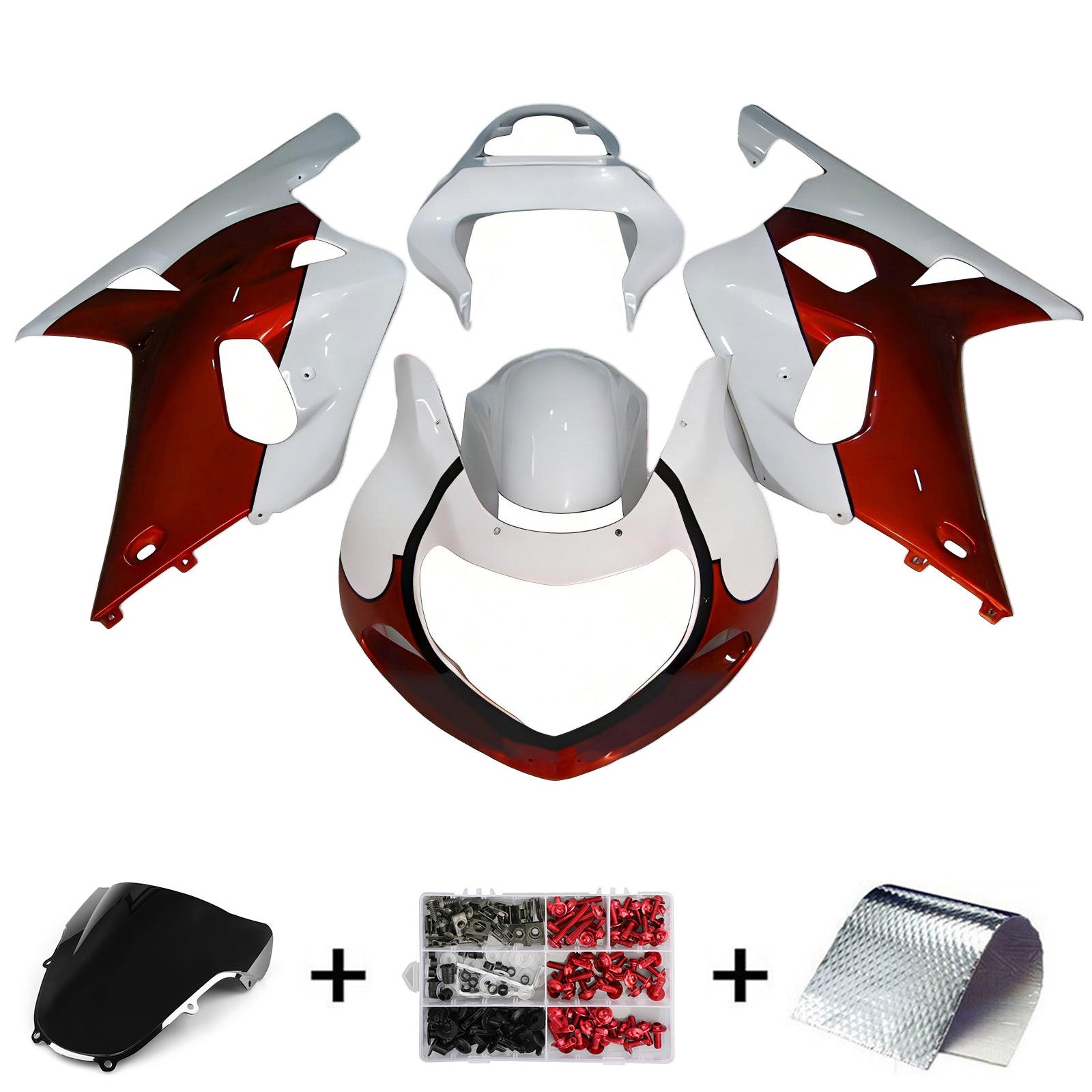 Amotopart 2000-2002 K1 K2 GSXR1000 Suzuki Red & White Fairing Kit