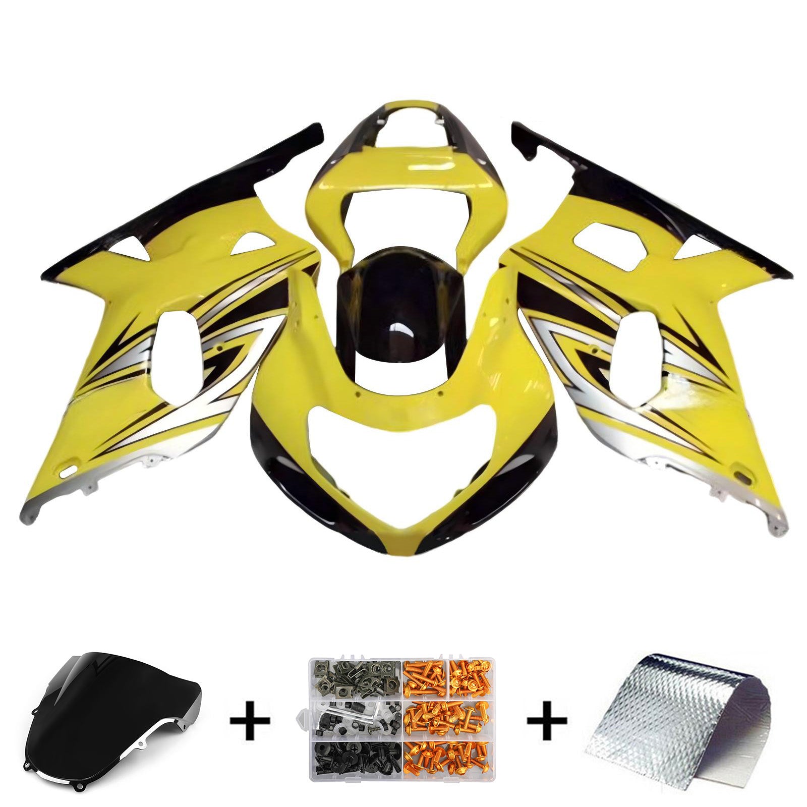 Amotopart 2000-2002 K1 K2 GSXR1000 Suzuki Black&Yellow Style1 Fairing Kit