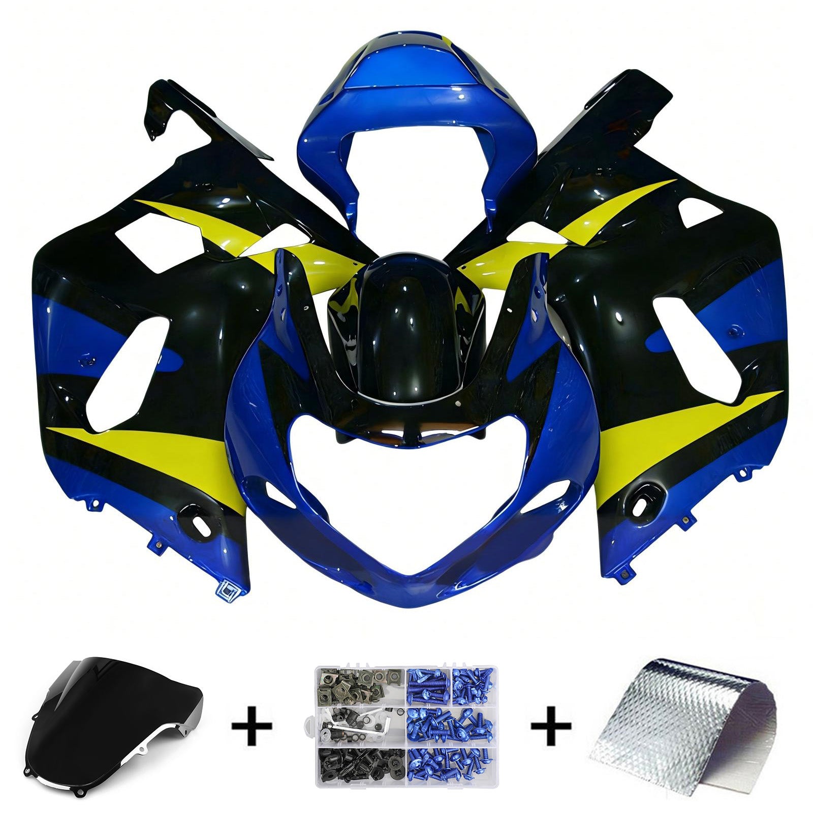 Amotopart 2000-2002 K1 K2 GSXR1000 Suzuki Blue&Yellow Style2 Fairing Kit
