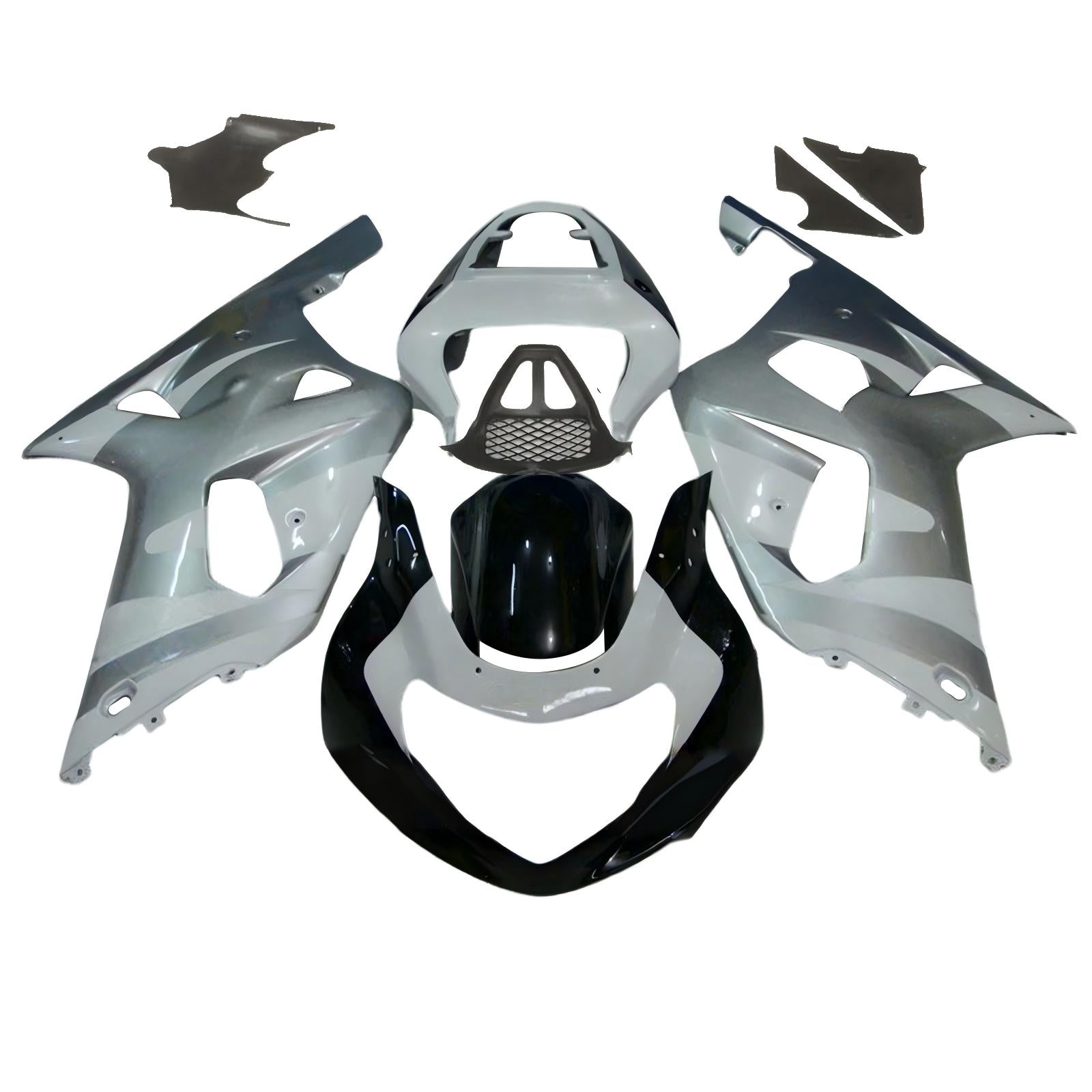 Amotopart 2000-2002 K1 K2 GSXR1000 Suzuki Silver & White Fairing Kit