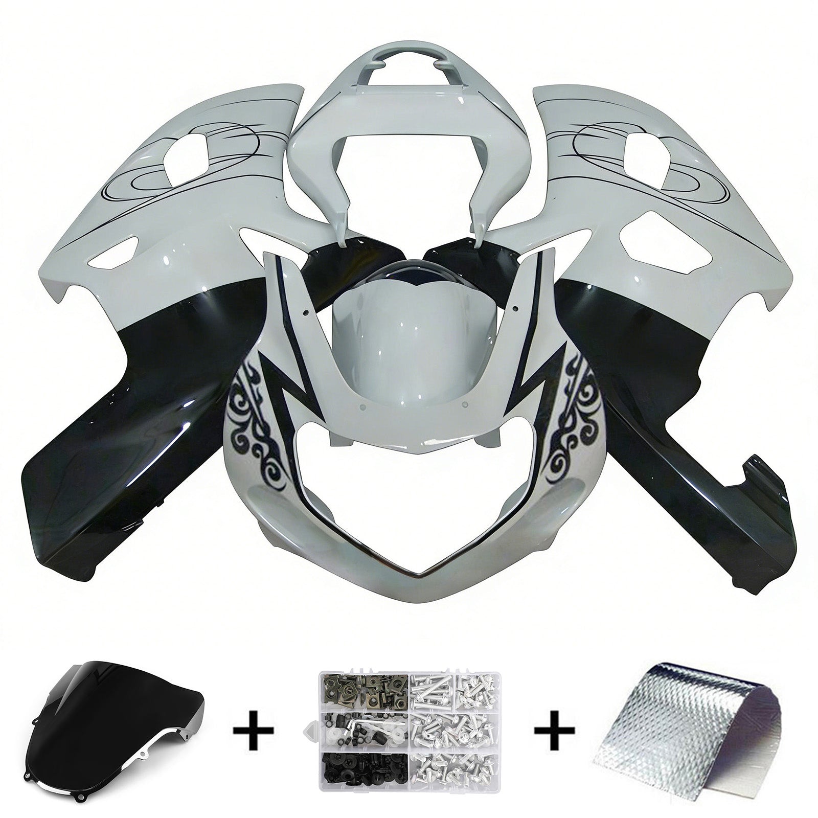 Amotopart 2000-2002 K1 K2 GSXR1000 Suzuki Black&White Accents Fairing Kit