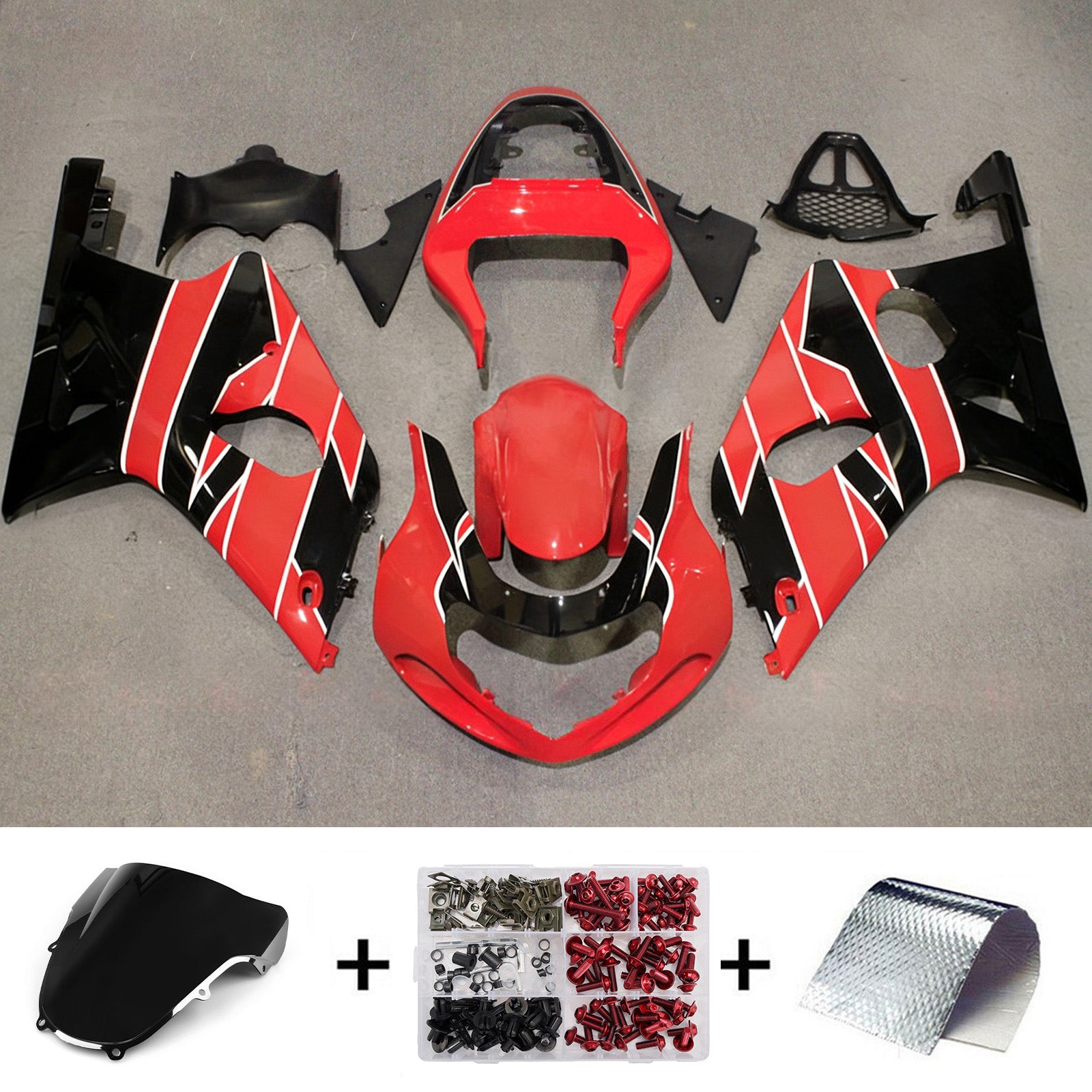 Amotopart 2000-2002 Suzuki GSXR1000 Red Black White Fairing Kit