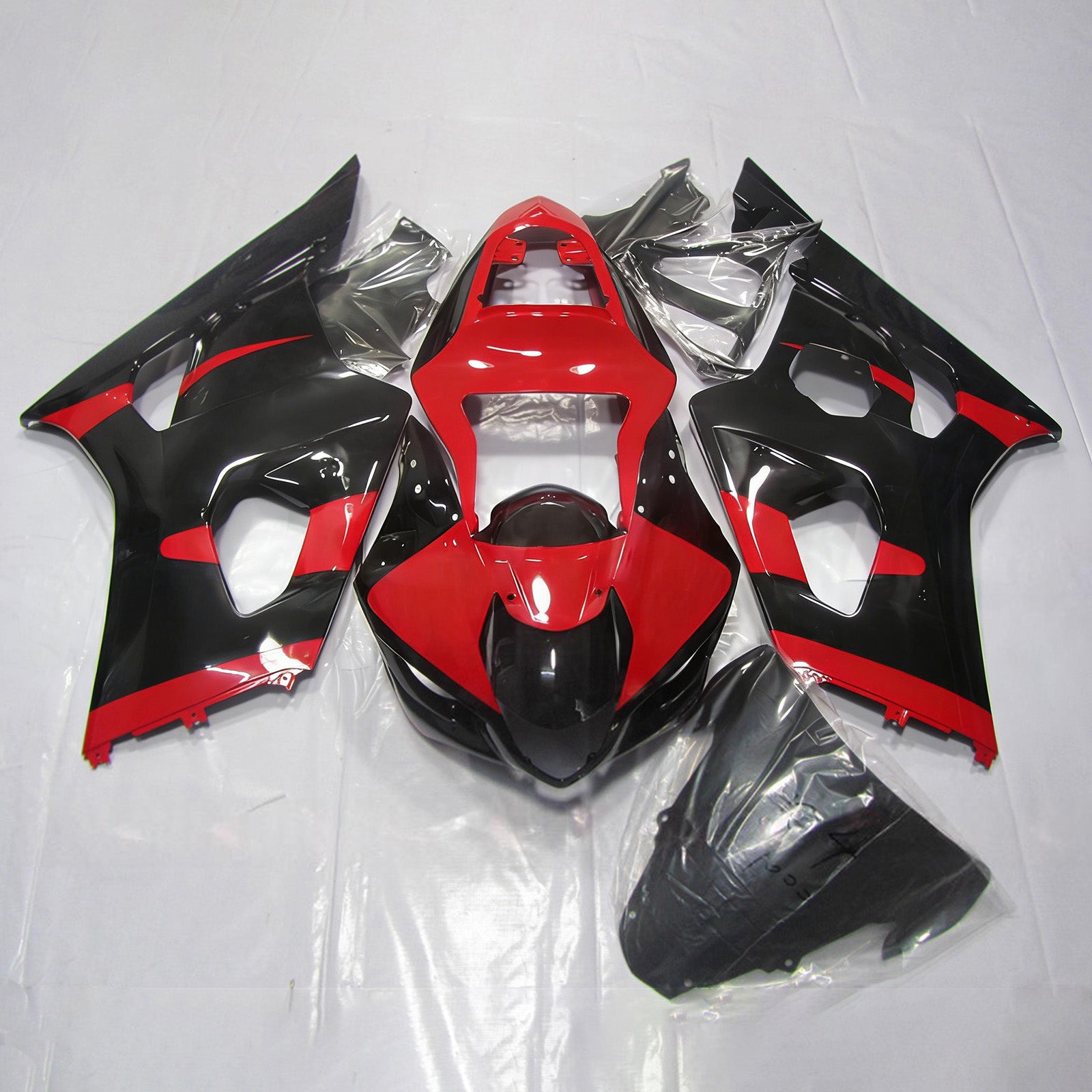 Amotopart 2000-2002 Suzuki GSXR1000 Red Black Silver Fairing Kit