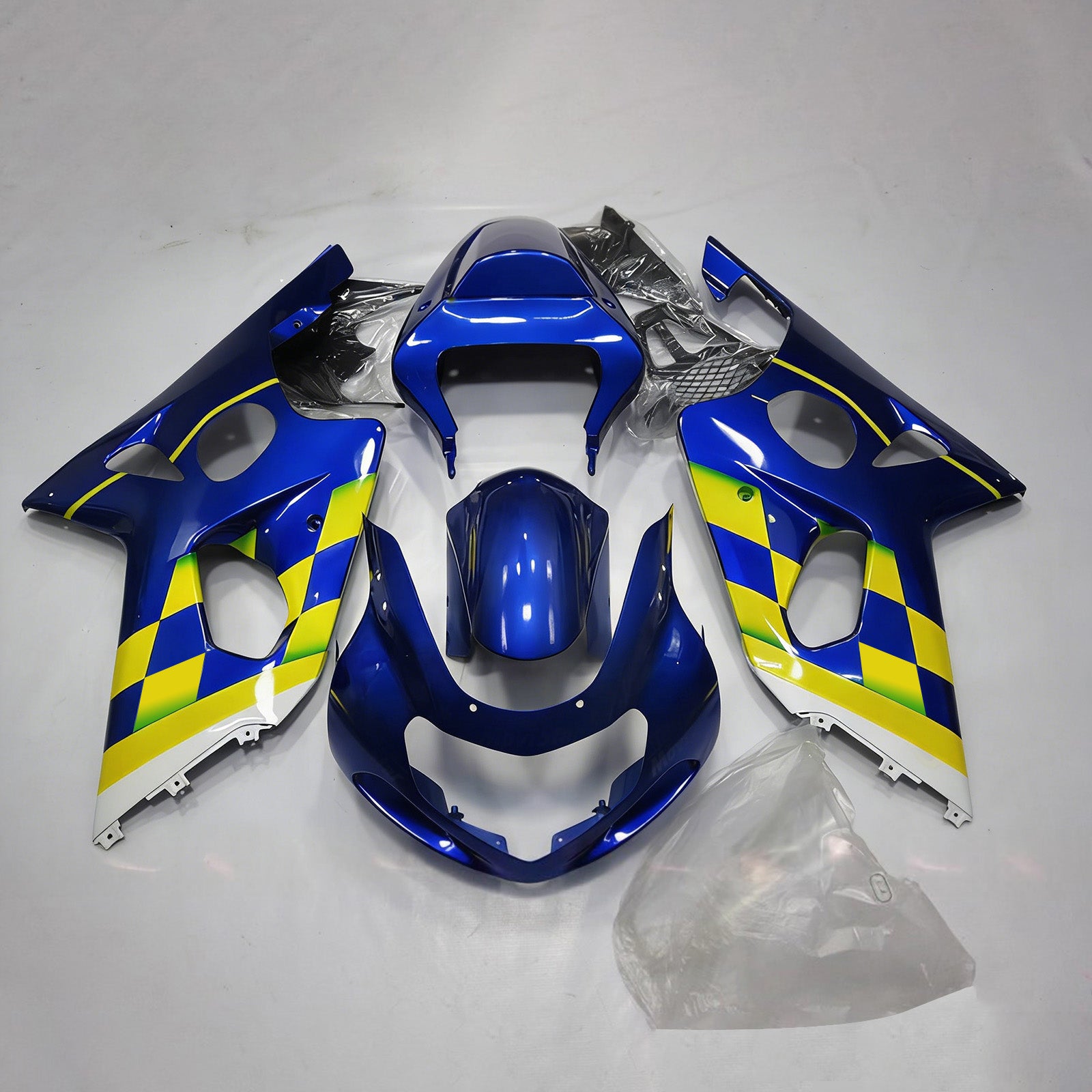 Amotopart 2000-2002 Suzuki GSXR1000 Blue Yellow White Fairing Kit