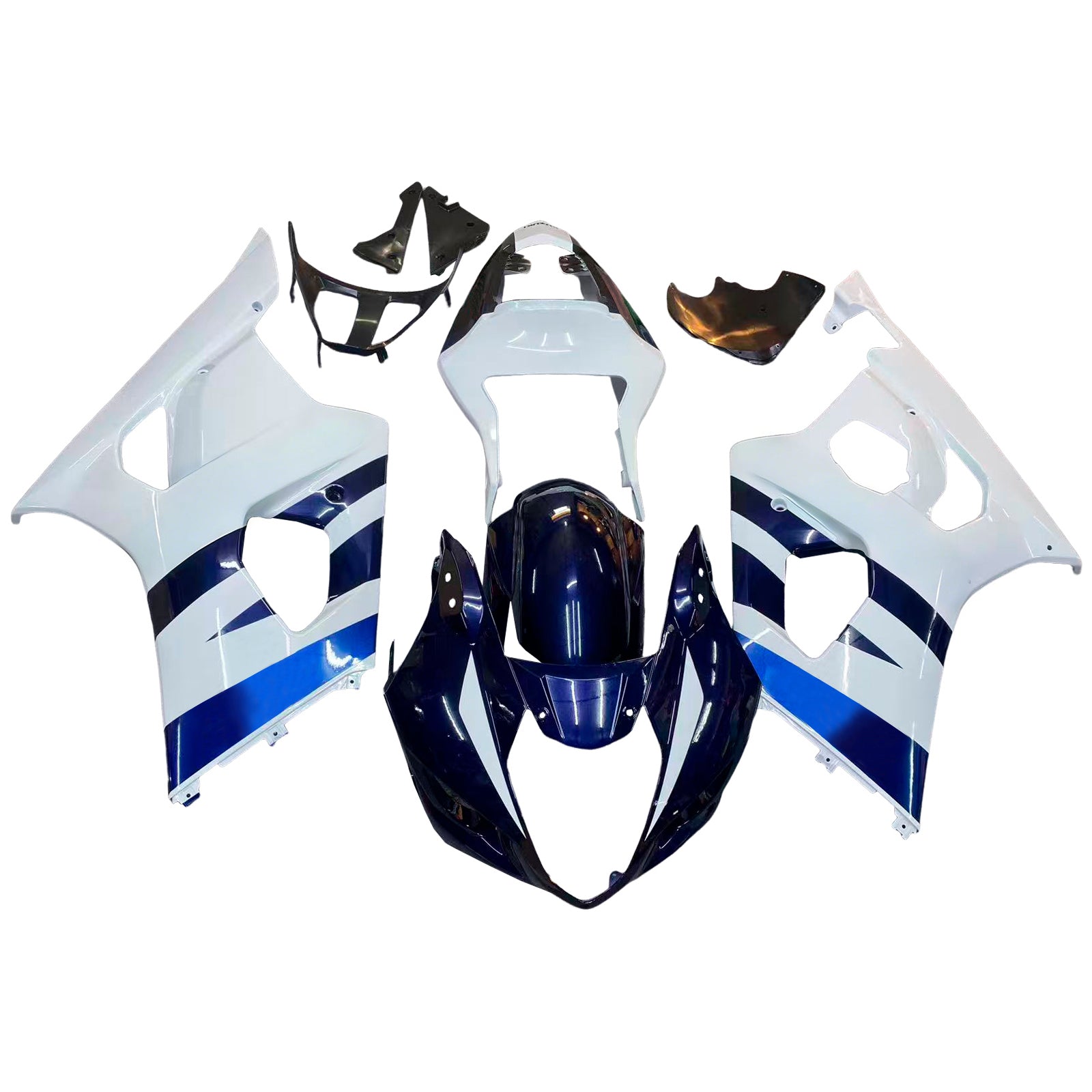 Amotopart 2003-2004 Suzuki GSXR1000 Fairing White & Dark Blue Kit