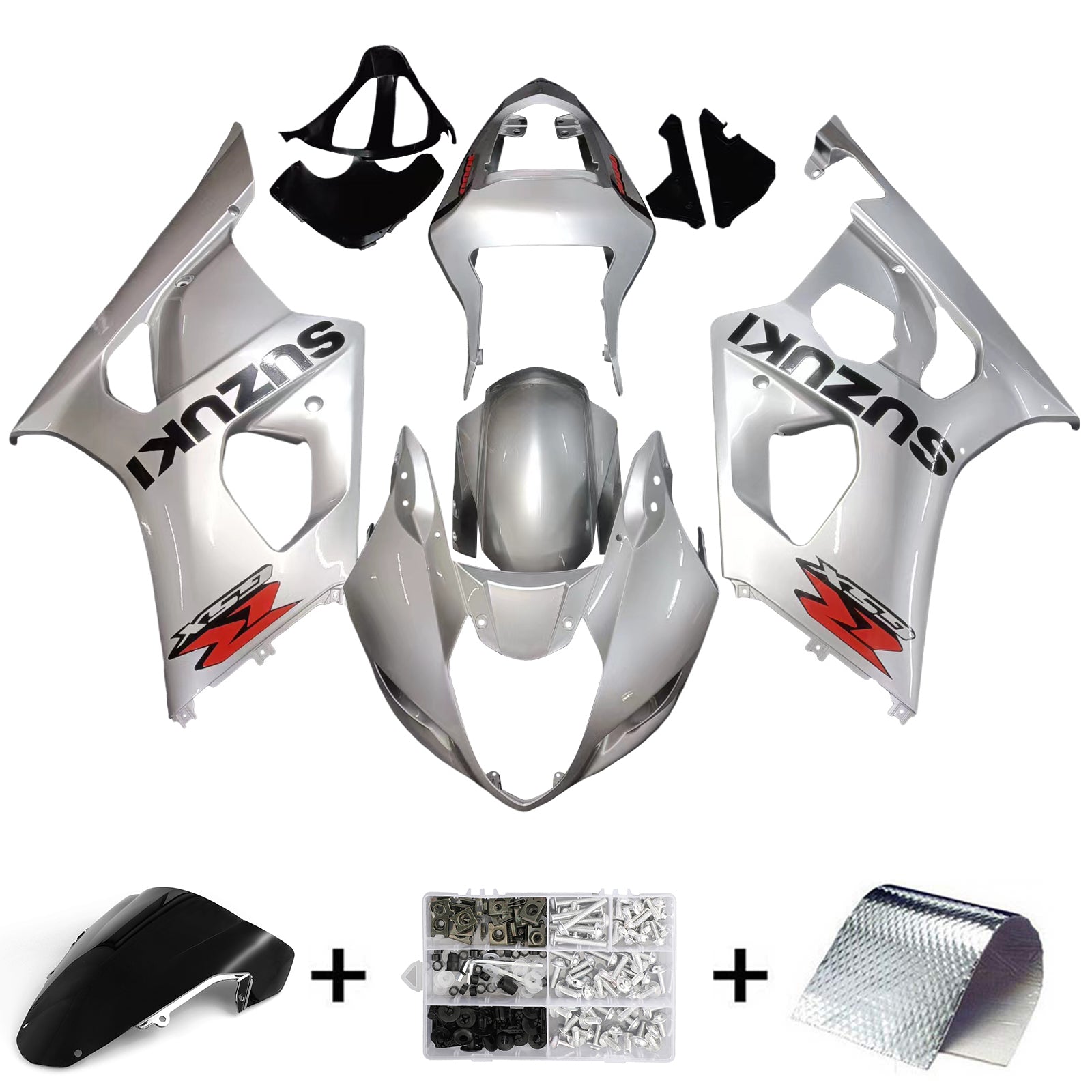 Amotopart 2003–2004 Suzuki GSXR1000 Verkleidungs-Silber-Set