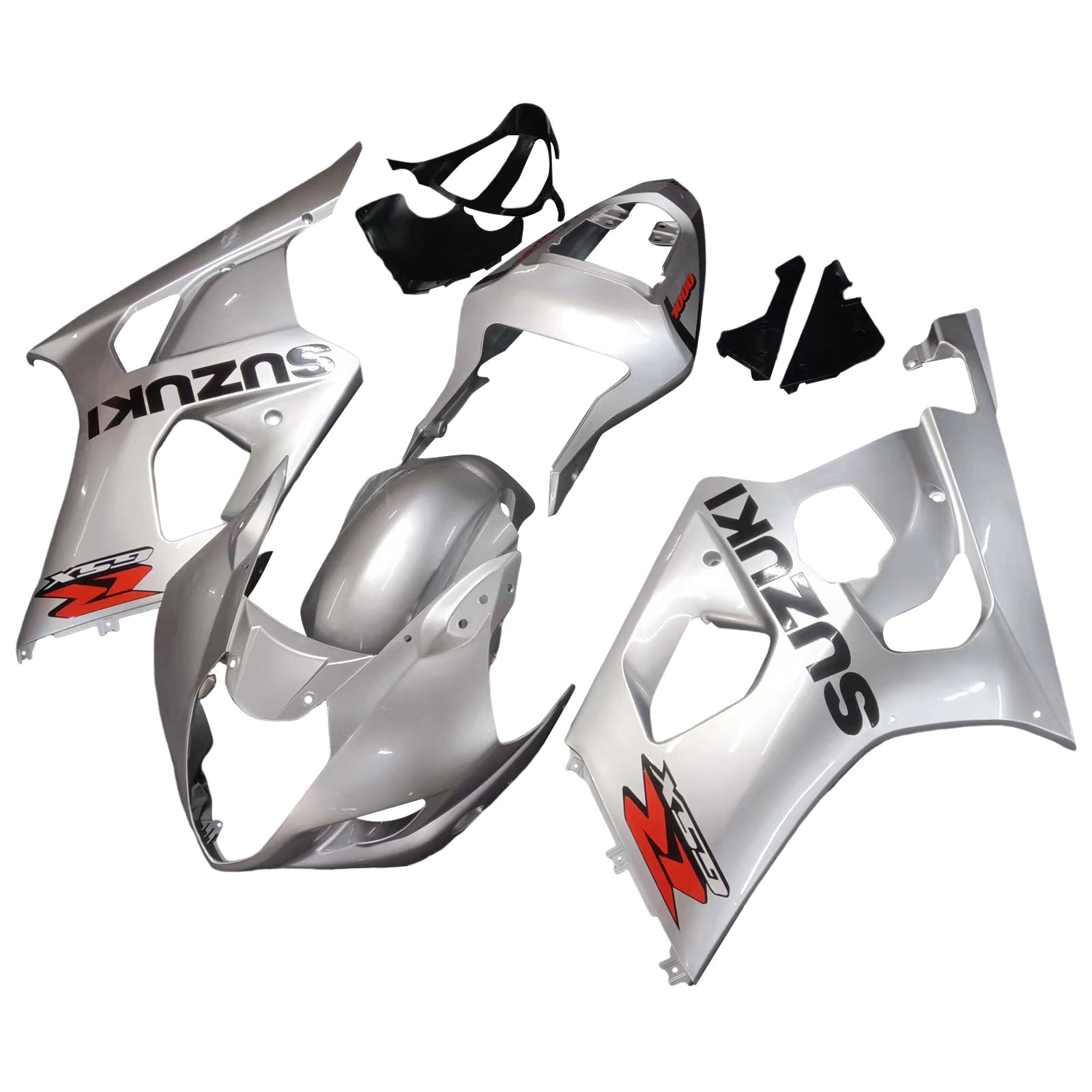 Amotopart Kit de carénage argenté Suzuki GSXR1000 2003-2004