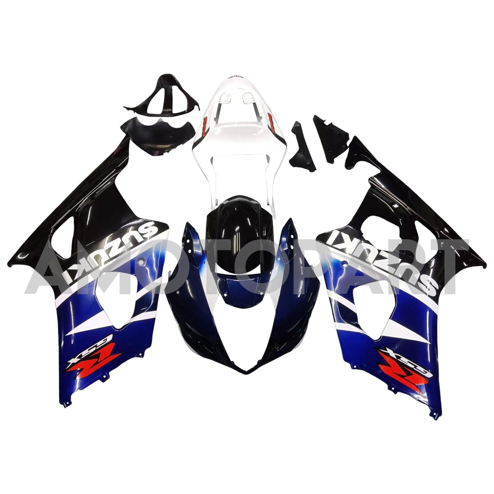 Amotopart 2003-2004 Suzuki GSXR1000 Fairing Multi Blue&White Kit