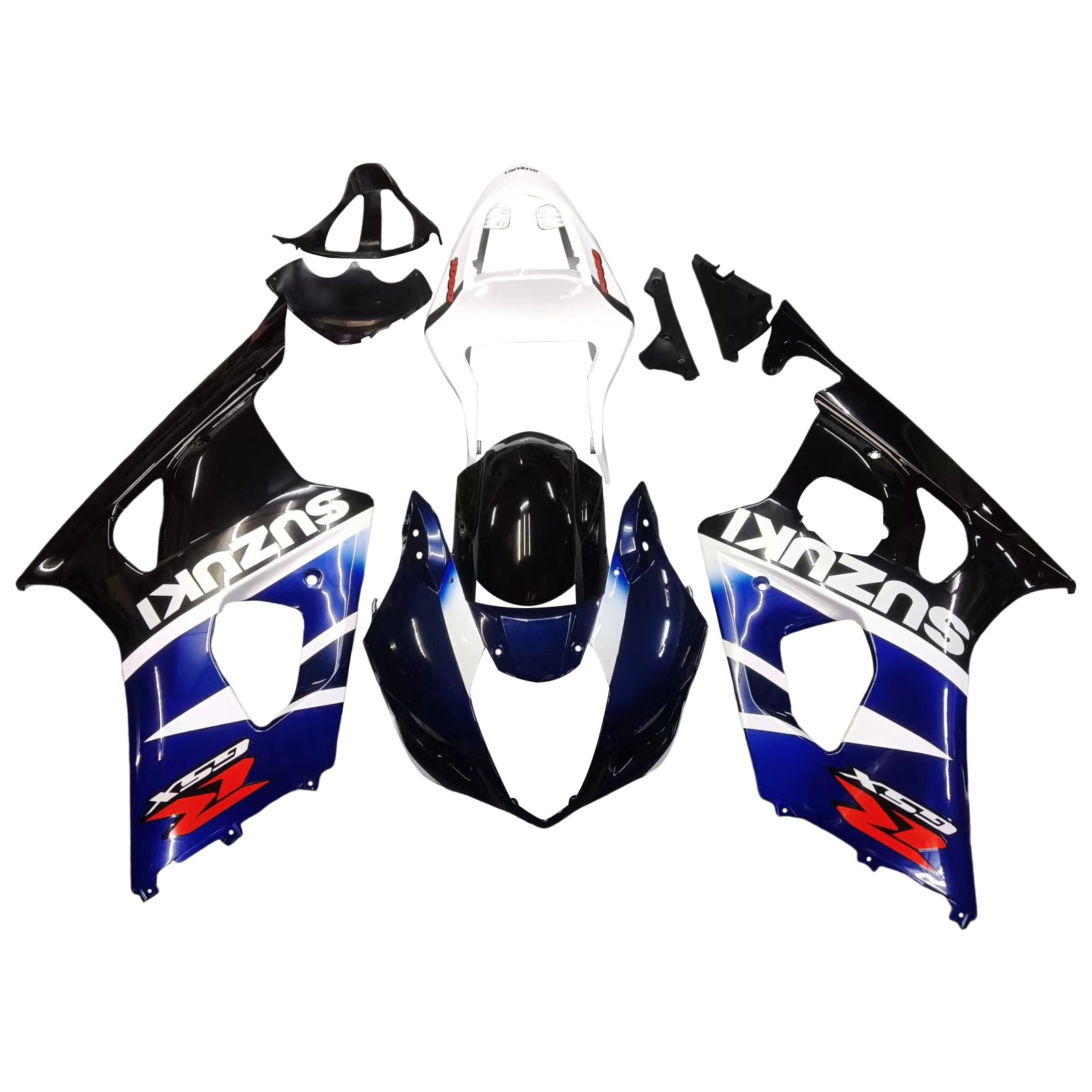 Amotopart 2003-2004 Suzuki GSXR1000 Kit de carénage multi bleu et blanc