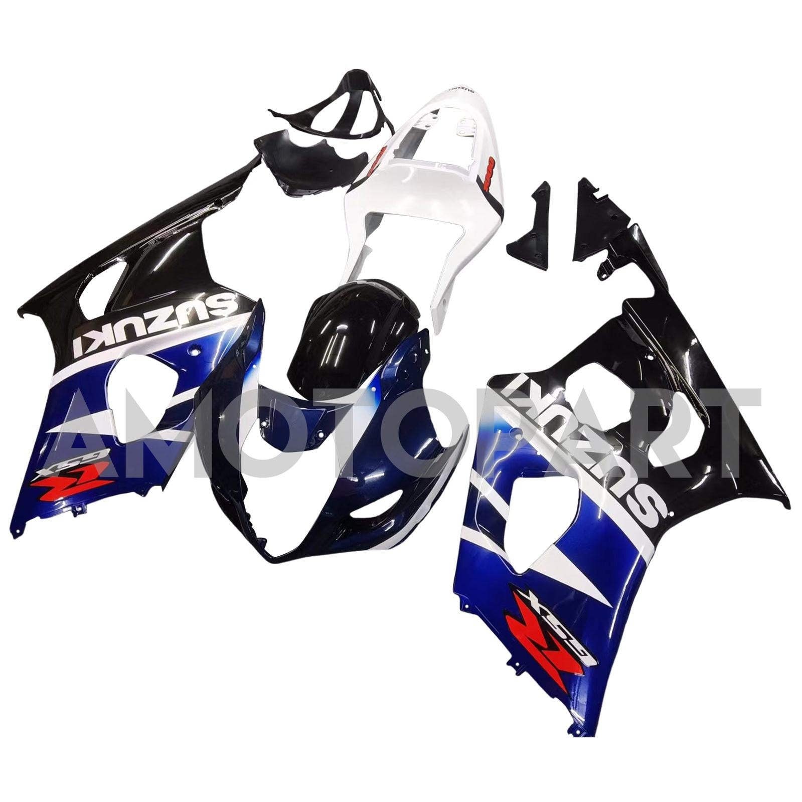 Carénage Amotopart pour Suzuki GSXR1000 2003-2004, bleu multi&Kit blanc