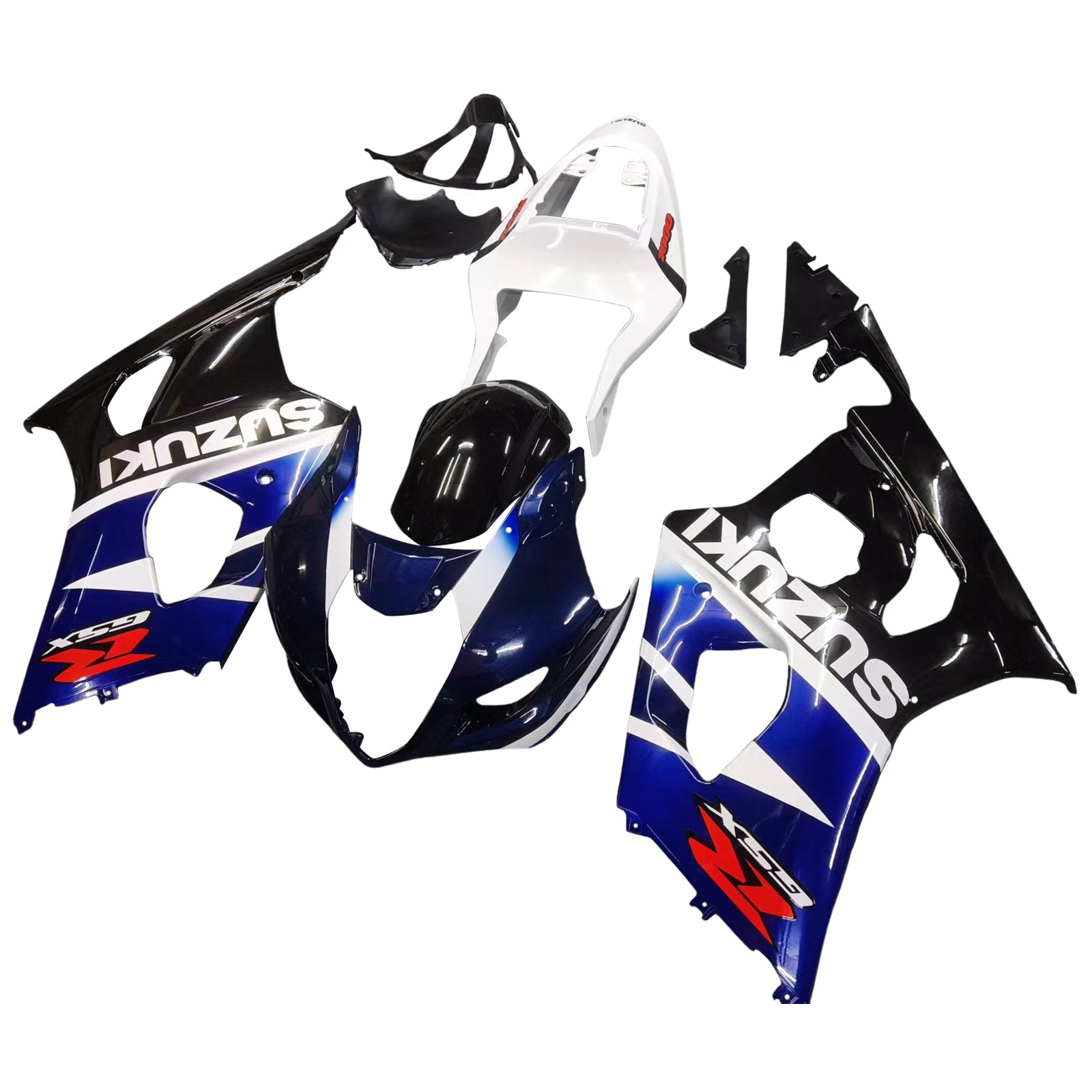 Amotopart 2003-2004 Suzuki GSXR1000 Kit de carénage multi bleu et blanc