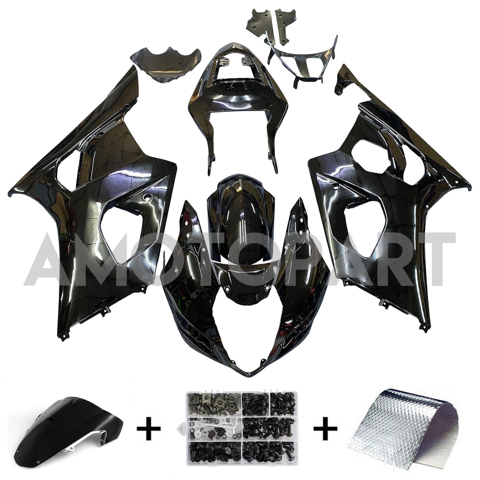 Amotopart 2003-2004 Suzuki GSXR1000 Fairing G-Black Kit