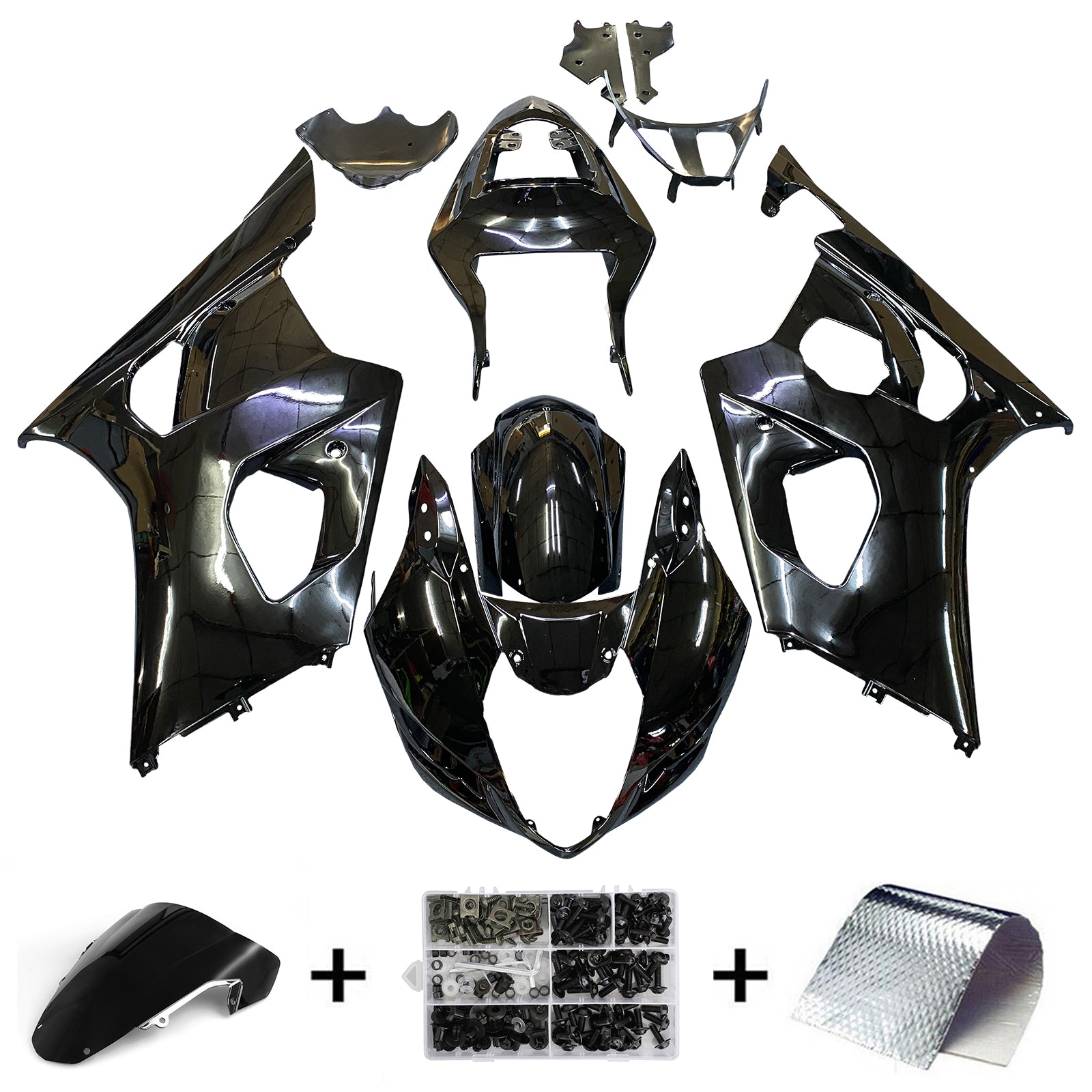 Amotopart 2003-2004 Suzuki GSXR1000 Kit de carenado G-Negro