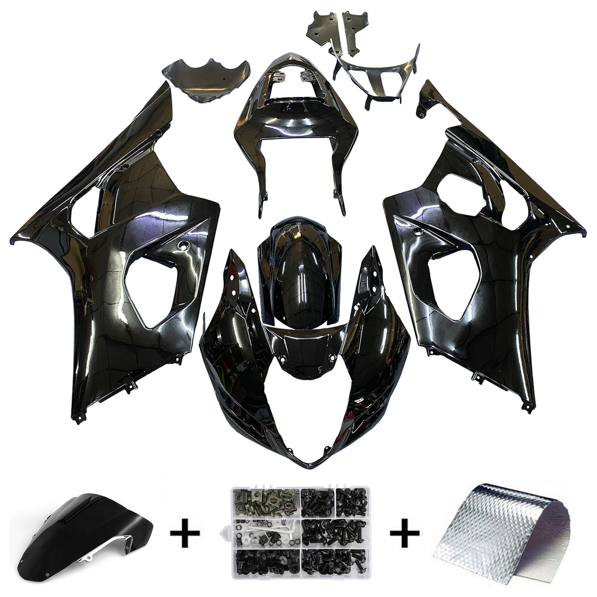 Amotopart 2003-2004 Suzuki GSXR1000 Fairing G-Black Kit