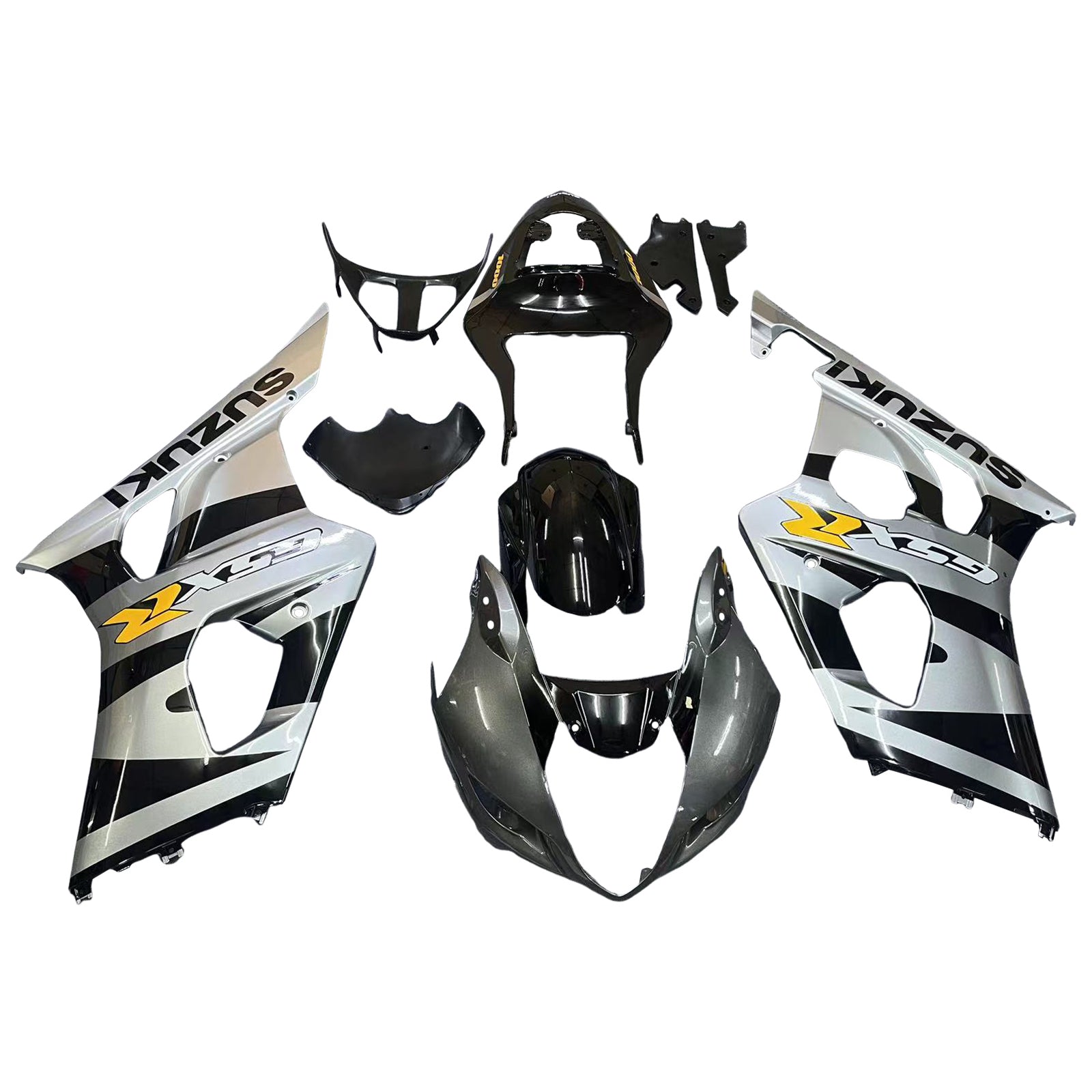 Amotopart 2003-2004 Suzuki GSXR1000 Kit de carénage noir et gris