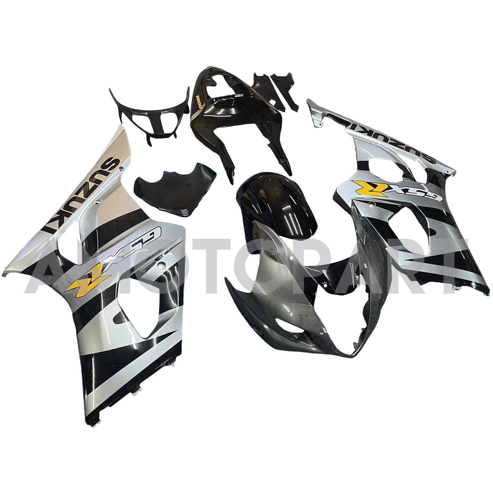 Amotopart 2003-2004 Suzuki GSXR1000 Fairing Black&Grey Kit