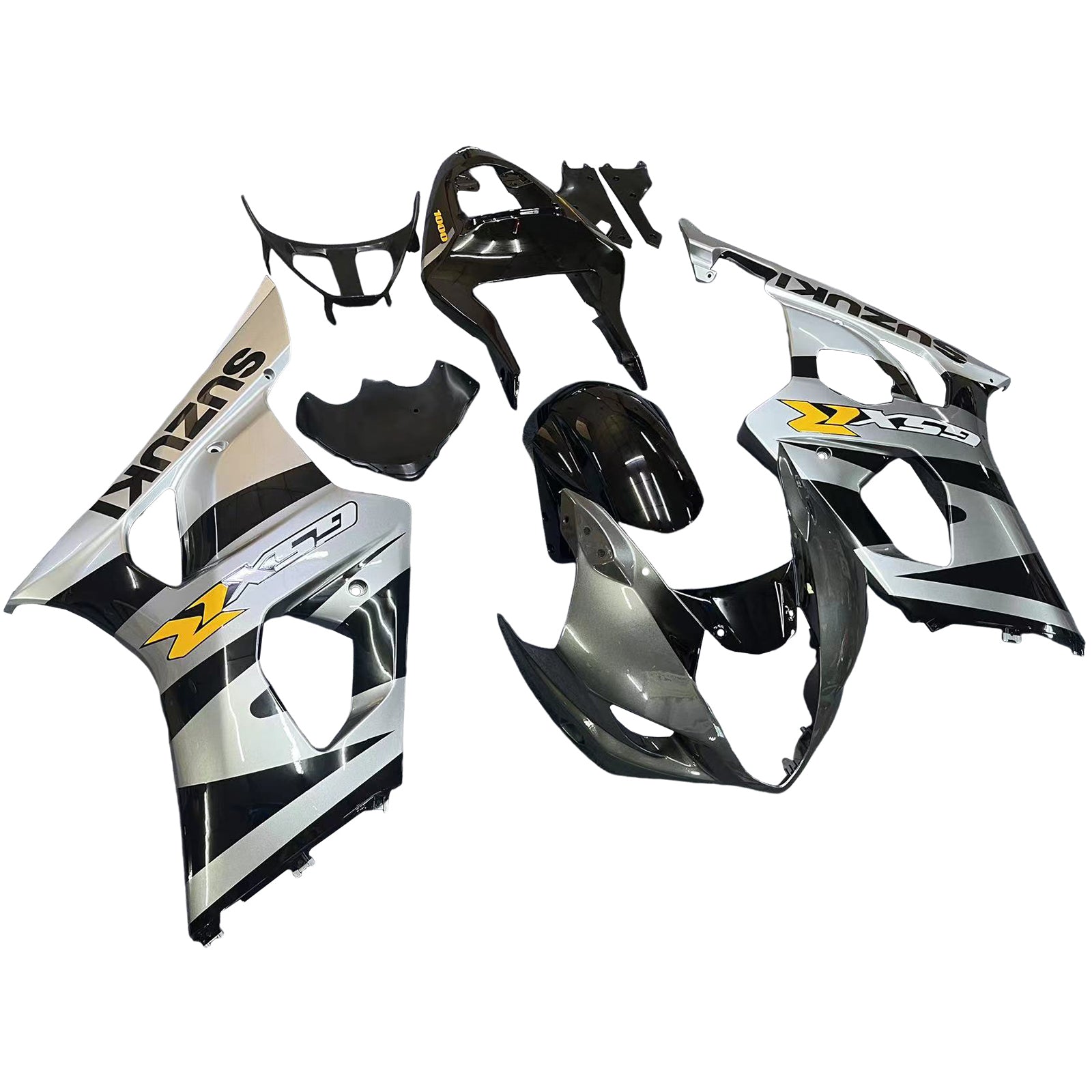 Amotopart 2003-2004 Suzuki GSXR1000 Fairing Black&Grey Kit