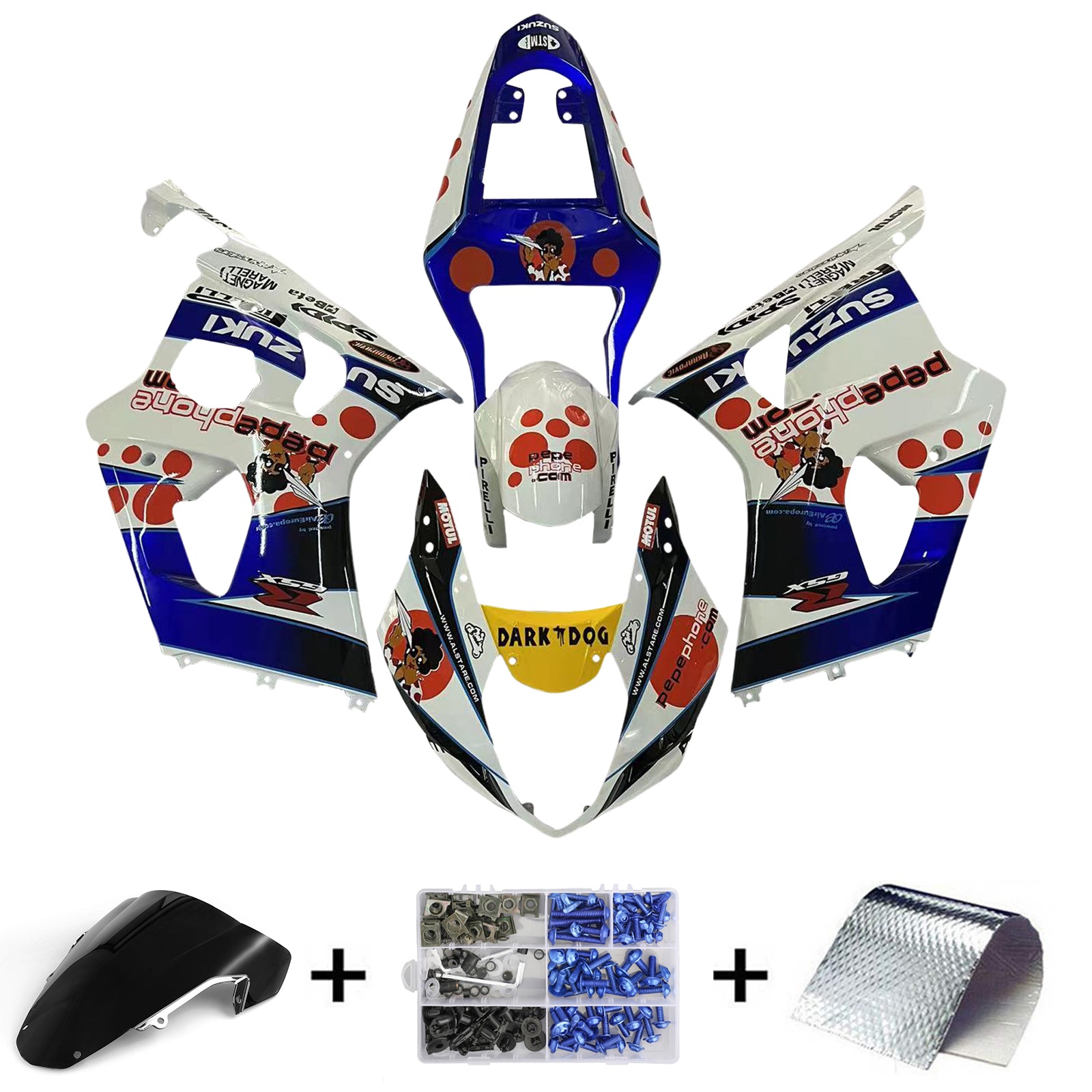 Amotopart 2003-2004 Suzuki GSXR1000 Kit de carénage multi