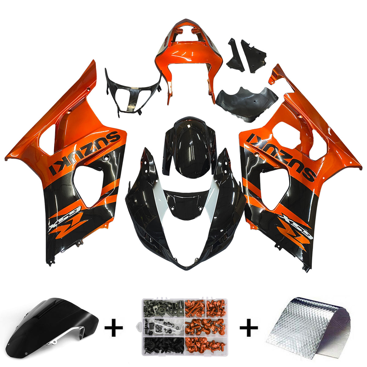 Amotopart 2003-2004 Suzuki GSXR1000 Kit de carénage orange et noir