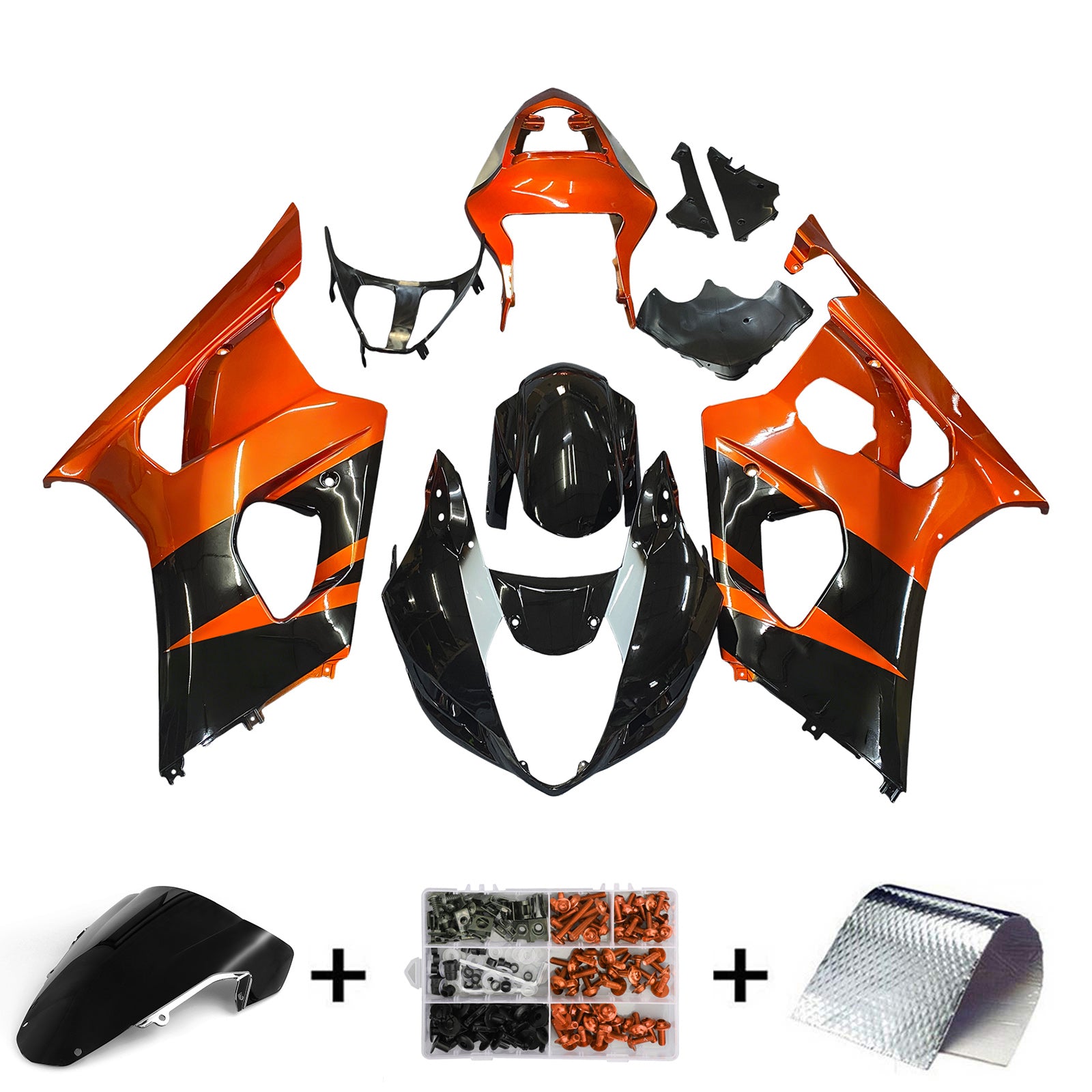 Amotopart 2003-2004 Suzuki GSXR1000 Fairing Orange&Black Kit