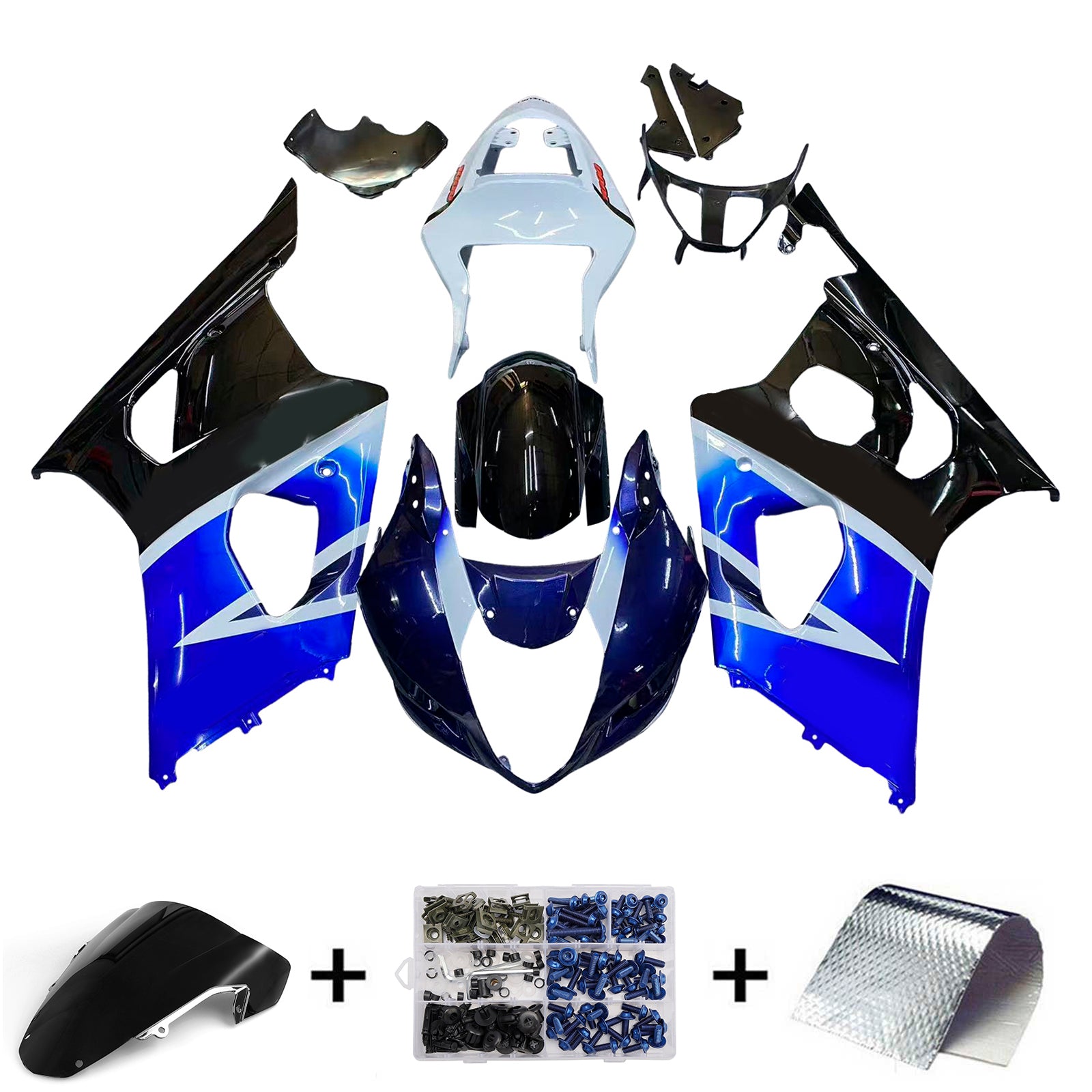 Amotopart 2003-2004 Suzuki GSXR1000 Blue Black Fairing Kit