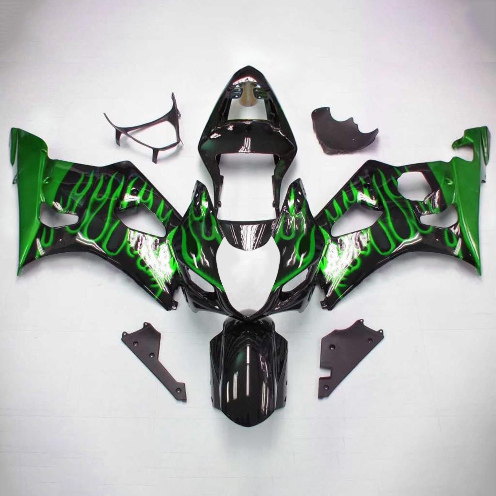 Kit de carenagem Amotopart Suzuki 2003-2004 GSXR1000 preto verde
