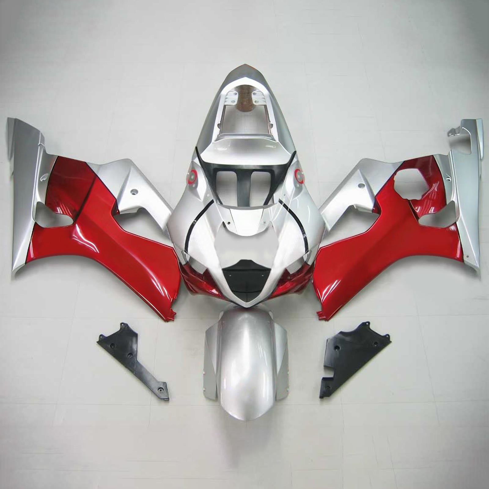 Kit de carenagem Amotopart Suzuki 2003-2004 GSXR1000 Sliver Vermelho