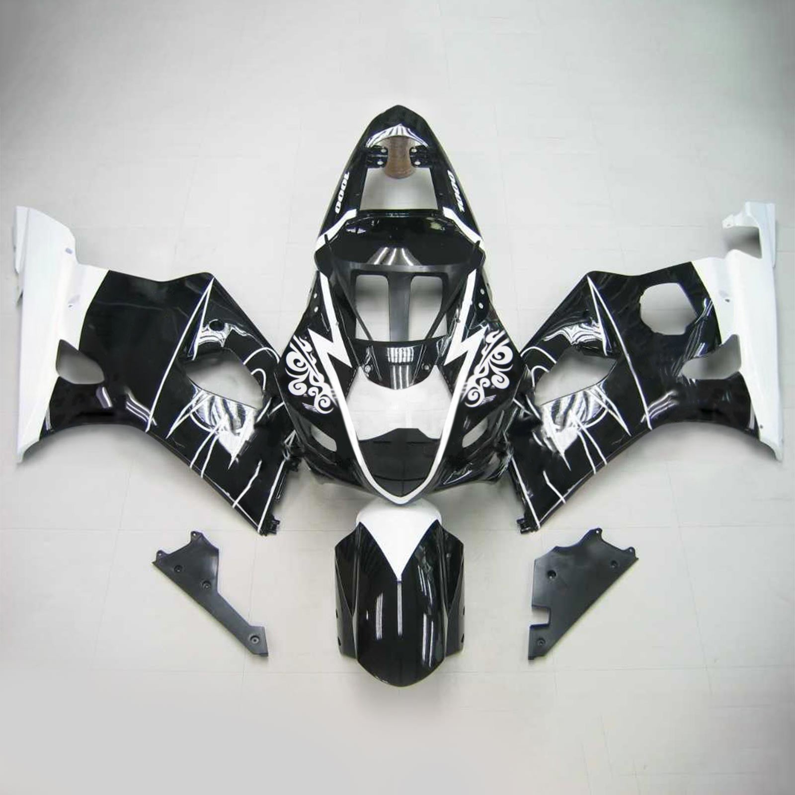 Kit de carenagem Amotopart Suzuki 2003-2004 GSXR1000 preto branco