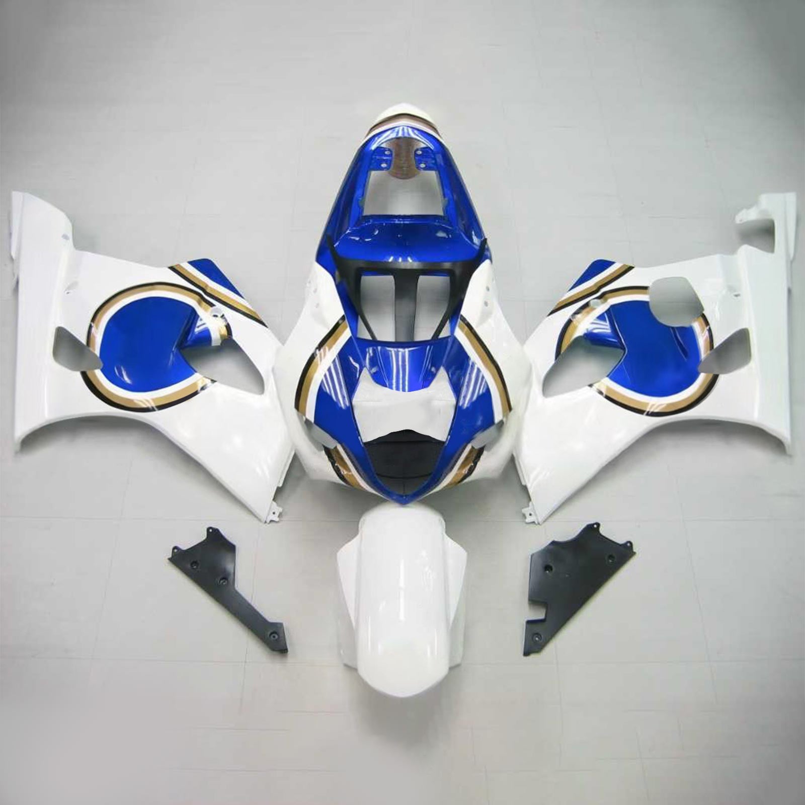 Kit de carenagem Amotopart Suzuki 2003-2004 GSXR1000 azul branco