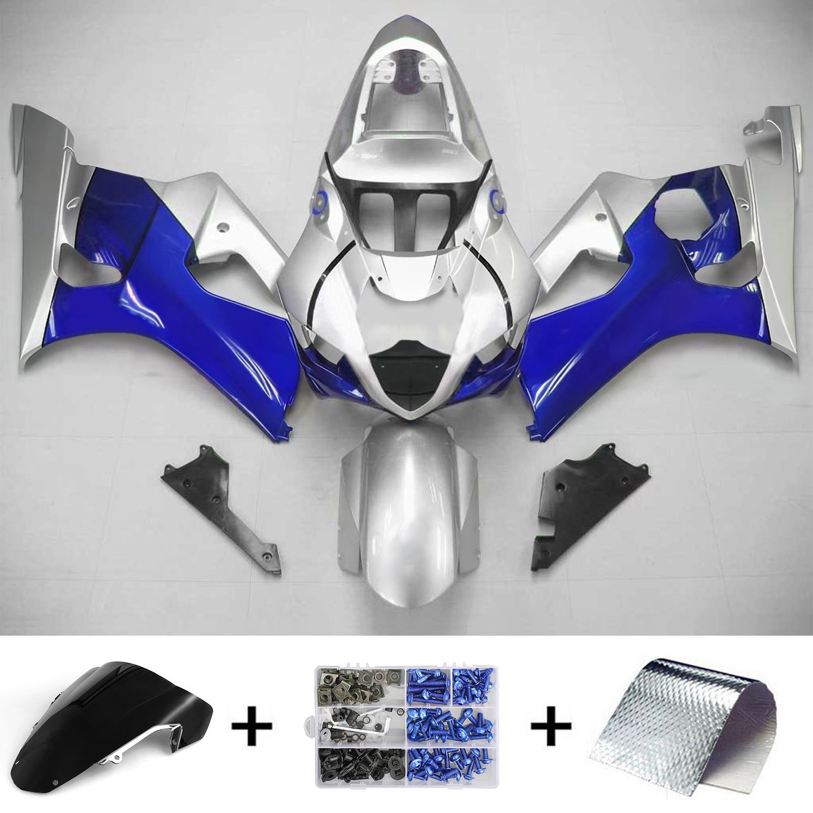 Kit de carenagem Amotopart Suzuki 2003-2004 GSXR1000 Blue Sliver