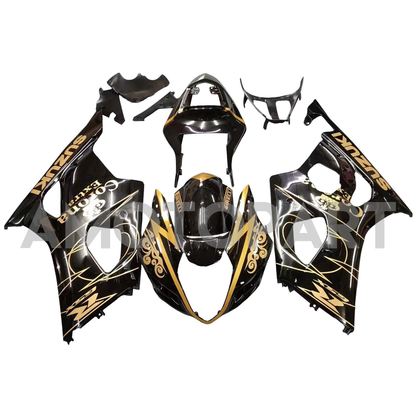 Amotopart Suzuki 2003-2004 GSXR1000 Black Golden Fairing Kit