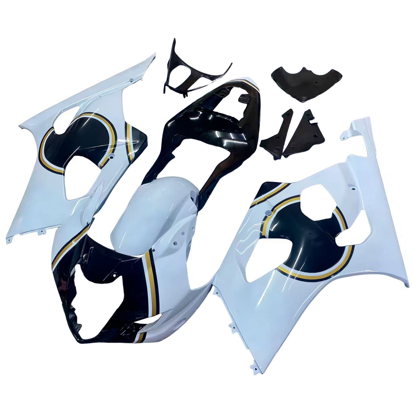 Amotopart Suzuki 2003-2004 GSXR1000 Black White Golden Fairing Kit