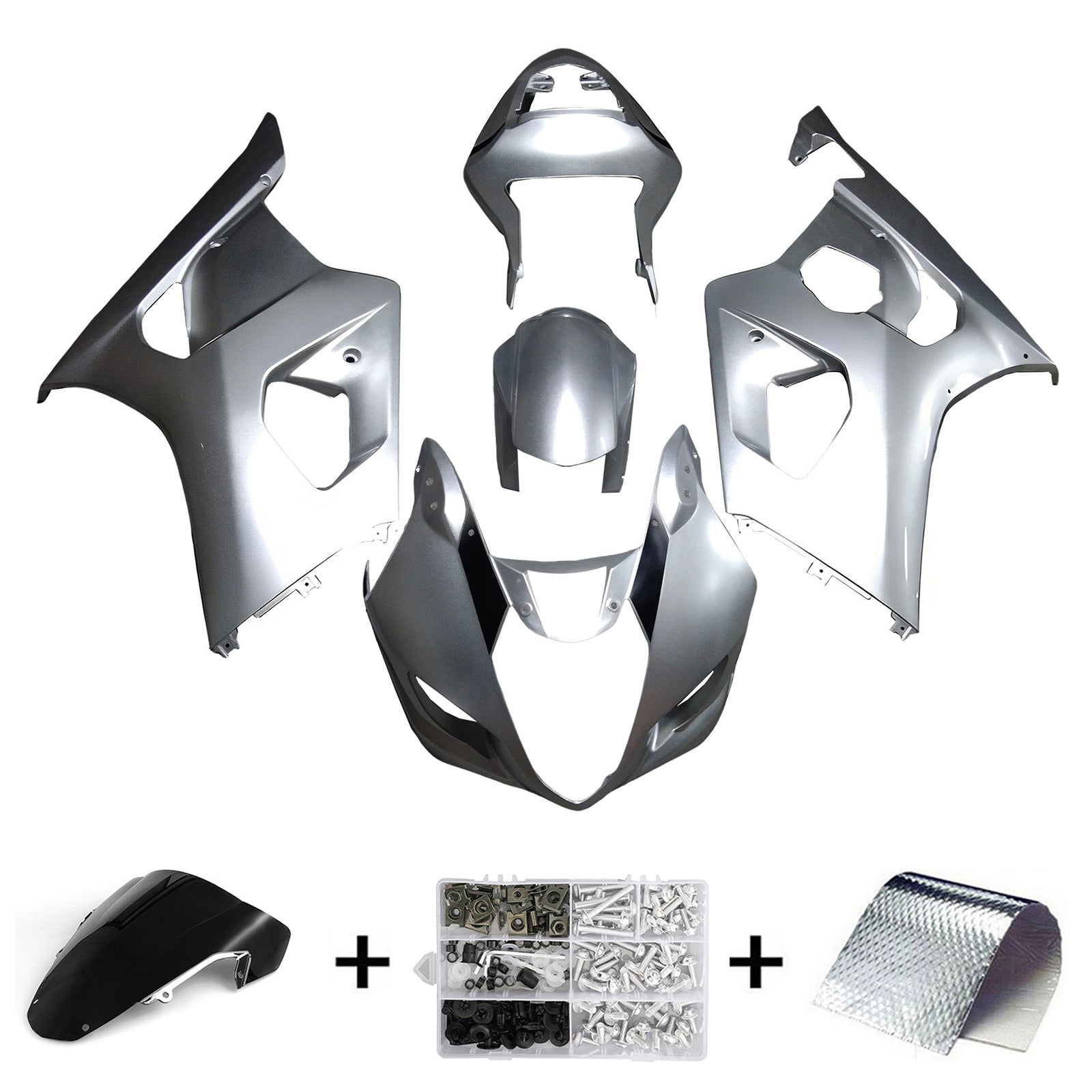 Amotopart 2003-2004 K3 Suzuki GSXR1000 Silver/Grey Fairing Kit