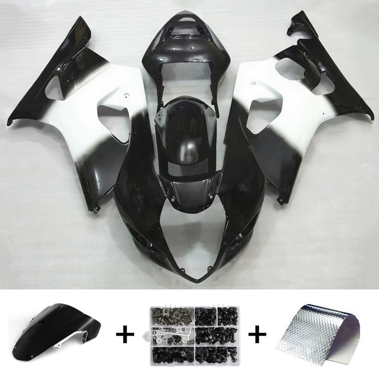 Amotopart 2003-2004 K3 Suzuki GSXR1000 White & Black Fairing Kit