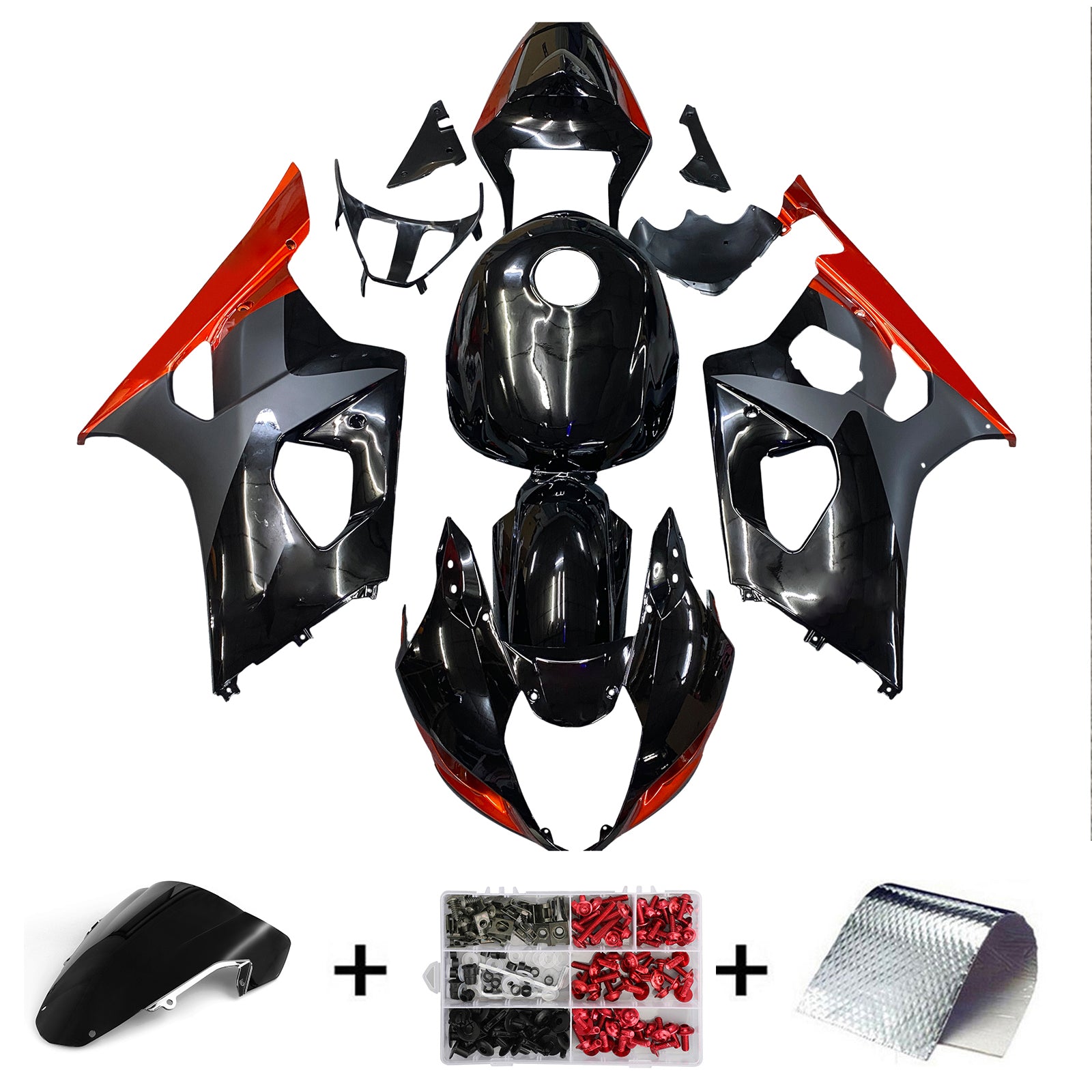 Amotopart 2003-2004 K3 Suzuki GSXR1000 Gloss Black Red Fairing Kit