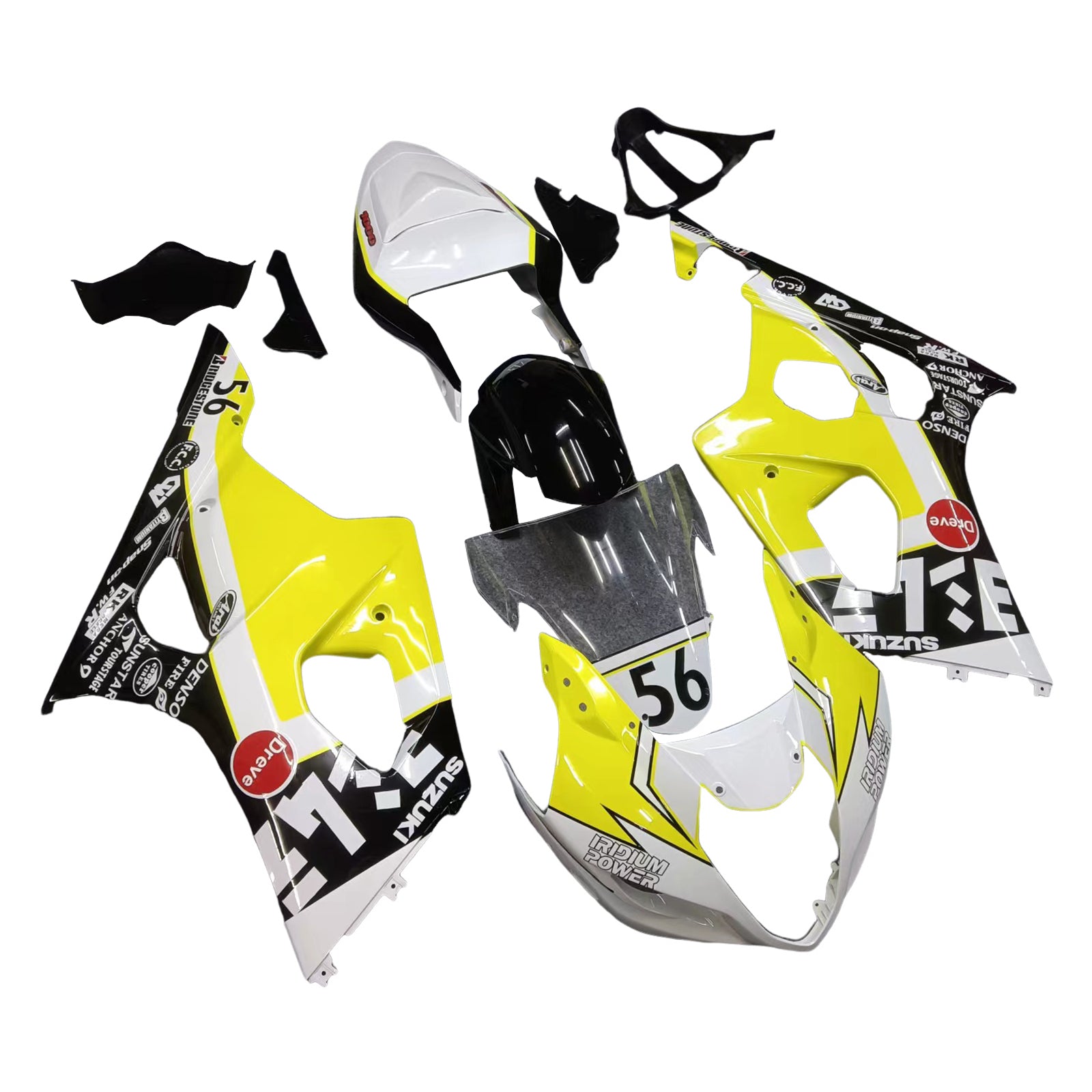 Amotopart 2003-2004 K3 Suzuki GSXR1000 White&Yellow Japanese Fairing Kit