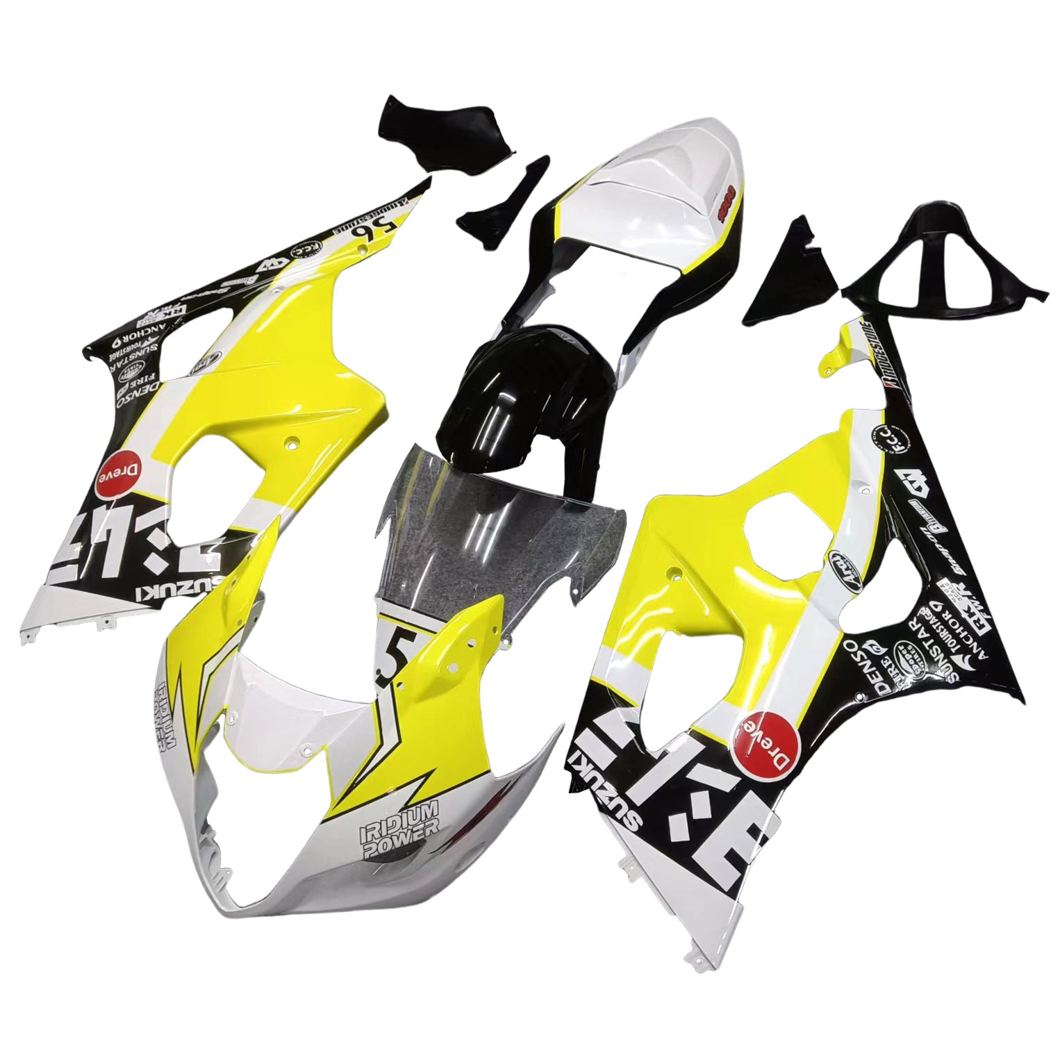 Amotopart 2003-2004 K3 Suzuki GSXR1000 White&Yellow Japanese Fairing Kit