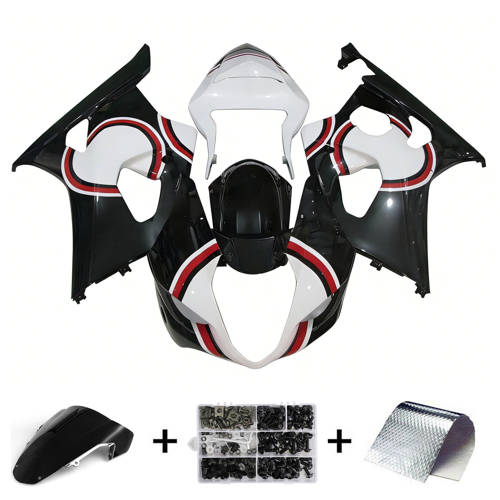 Amotopart 2003-2004 K3 GSXR1000 Suzuki Kit carenatura bianco e nero