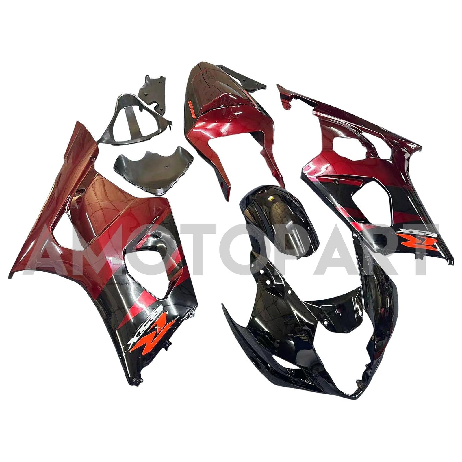 Amotopart 2003-2004 K3 GSXR1000 Suzuki Dark Red & Black Fairing Kit