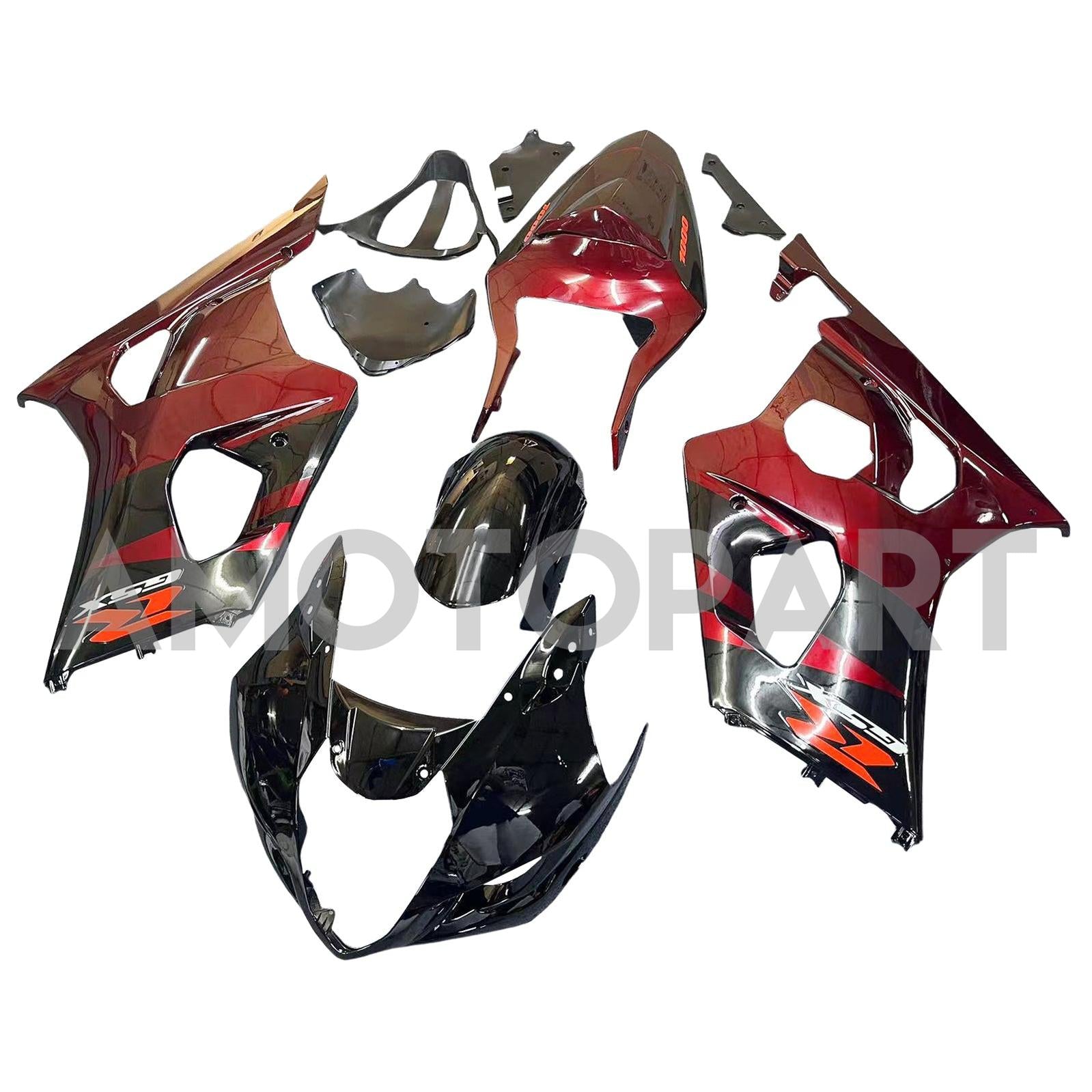 Amotopart 2003-2004 K3 GSXR1000 Suzuki Dark Red & Black Fairing Kit