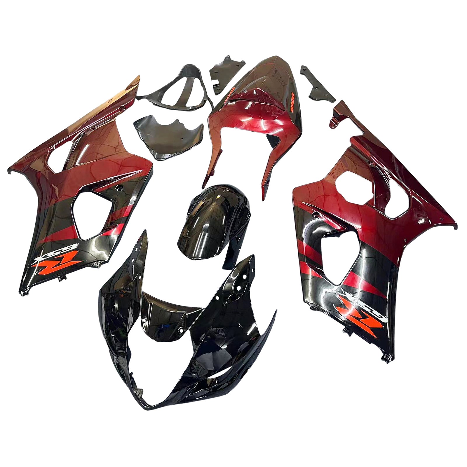 Amotopart 2003-2004 K3 GSXR1000 Suzuki Dark Red&Black Fairing Kit