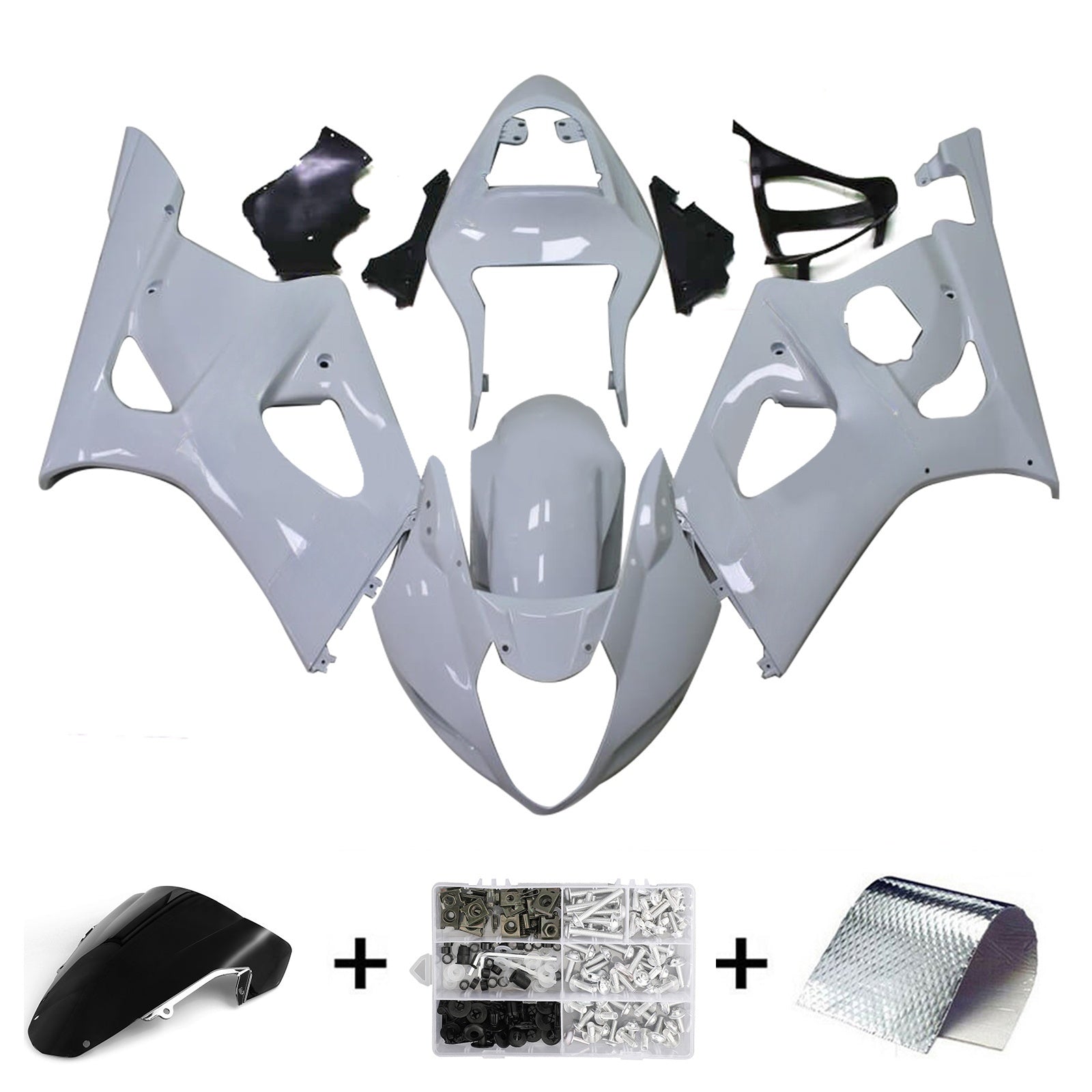 Amotopart 2003-2004 K3 GSXR1000 Suzuki White  Fairing Kit