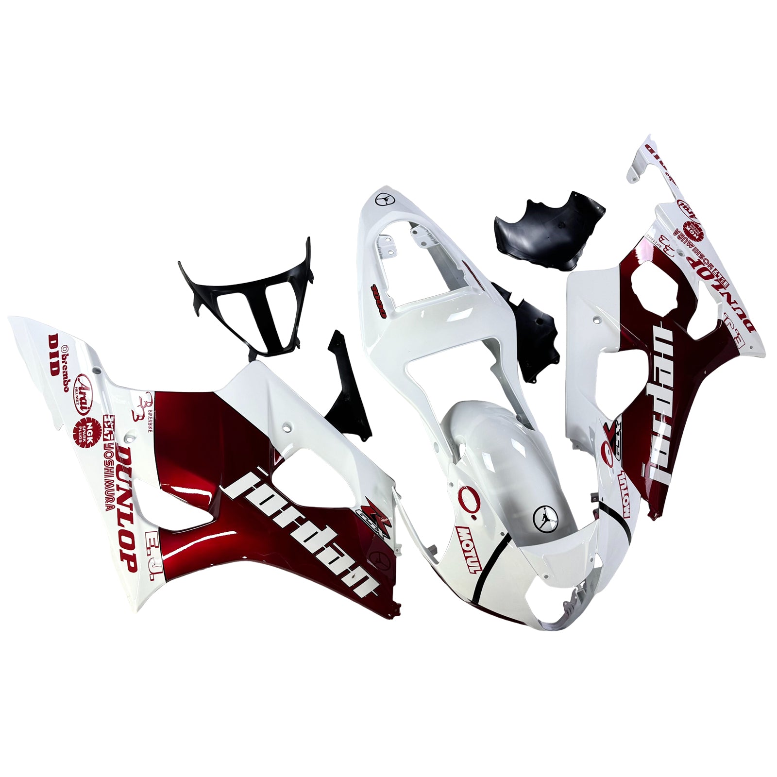 Amotopart 2003-2004 K3 GSXR1000 Suzuki Gloss Red&White Fairing Kit