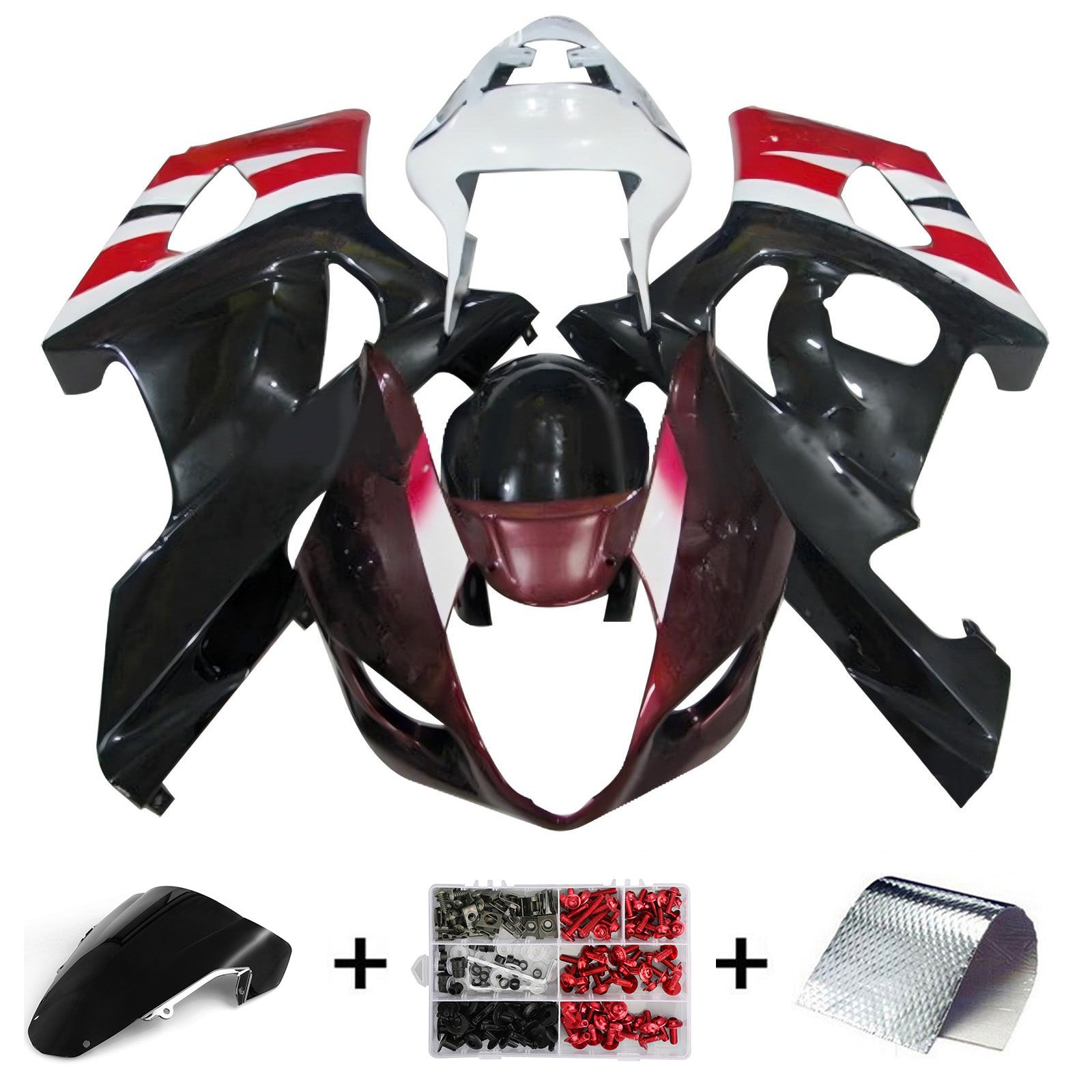 Amotopart 2003-2004 Suzuki GSXR1000 Kit de carenado blanco negro