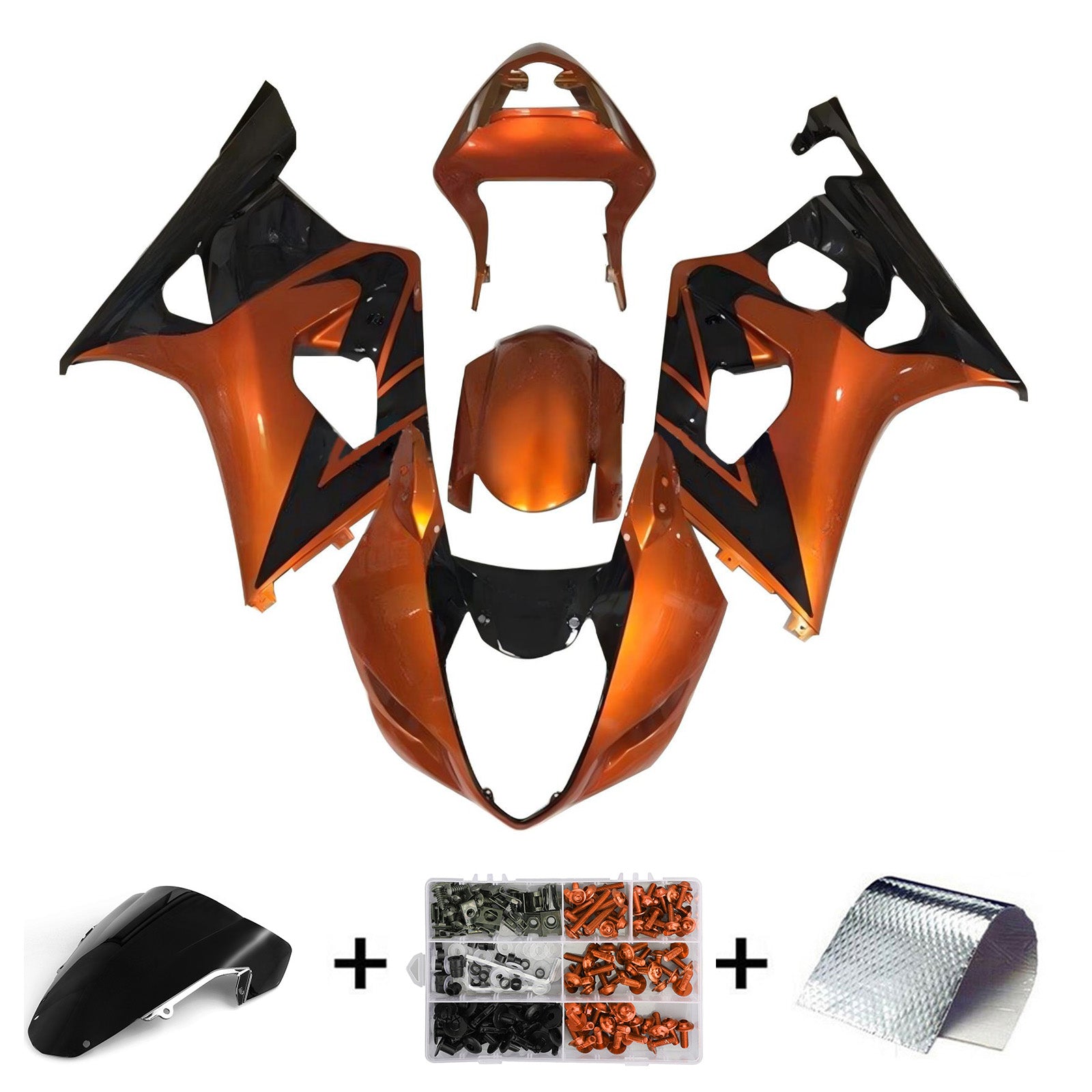 Amotopart 2003-2004 K3 GSXR1000 Suzuki Kit carena arancione lucido e nero