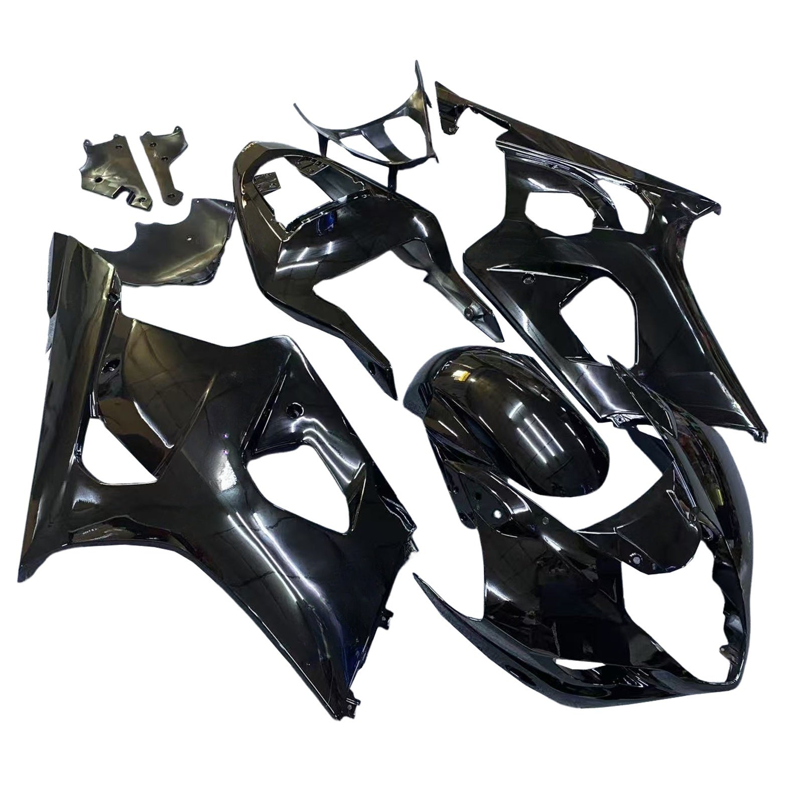 Amotopart 2003–2004 K3 GSXR1000 Suzuki Schwarz mit silbernem Logo Verkleidungsset