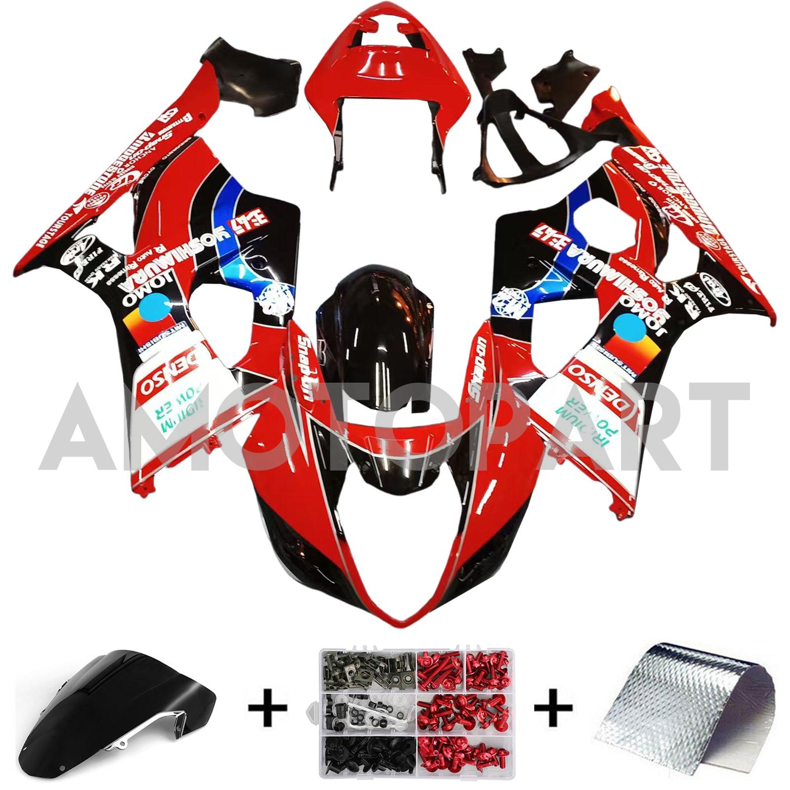 Amotopart 2003-2004 K3 GSXR1000 Suzuki Red&Black with Logo Fairing Kit