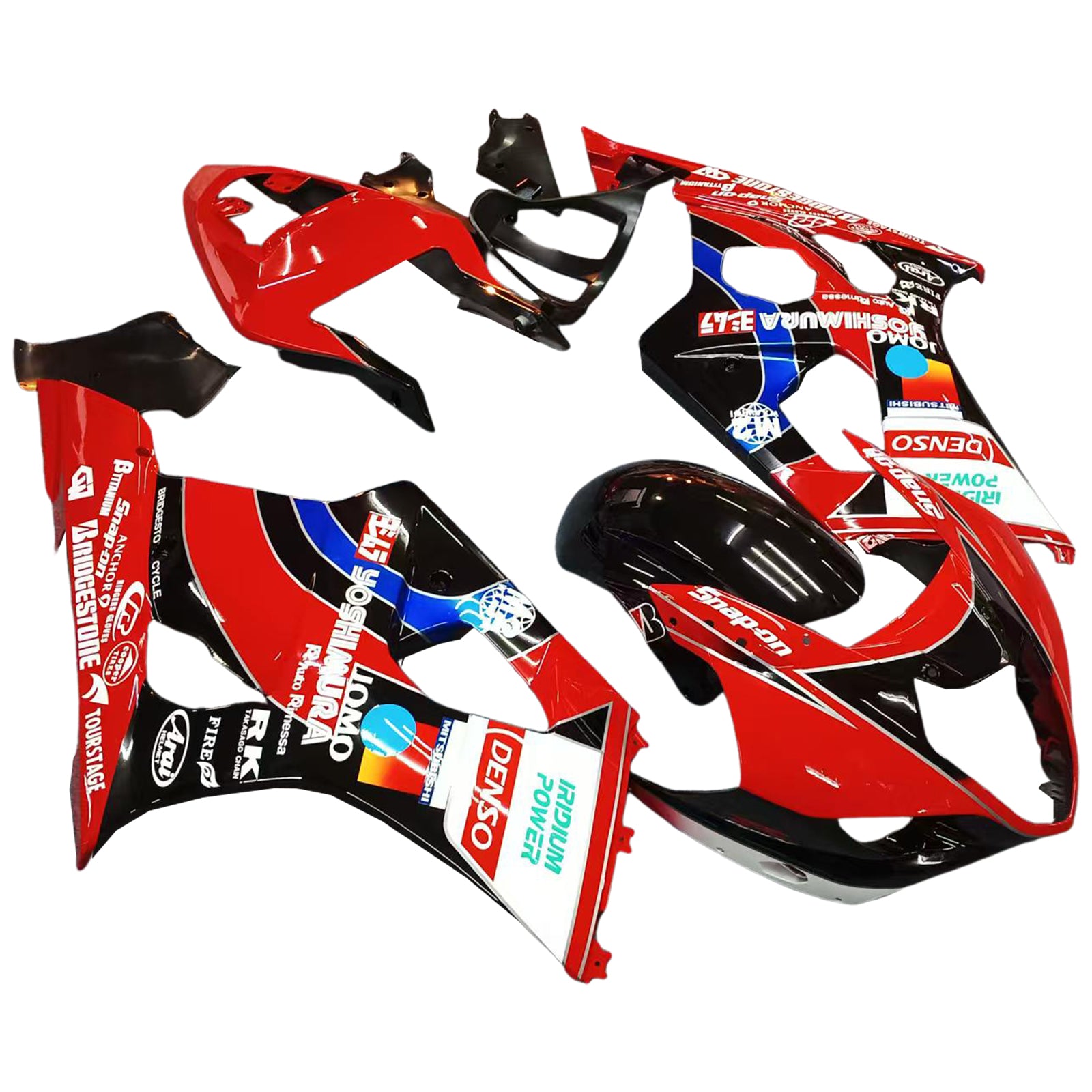 Amotopart 2003-2004 K3 GSXR1000 Suzuki Red Black Fairing Kit